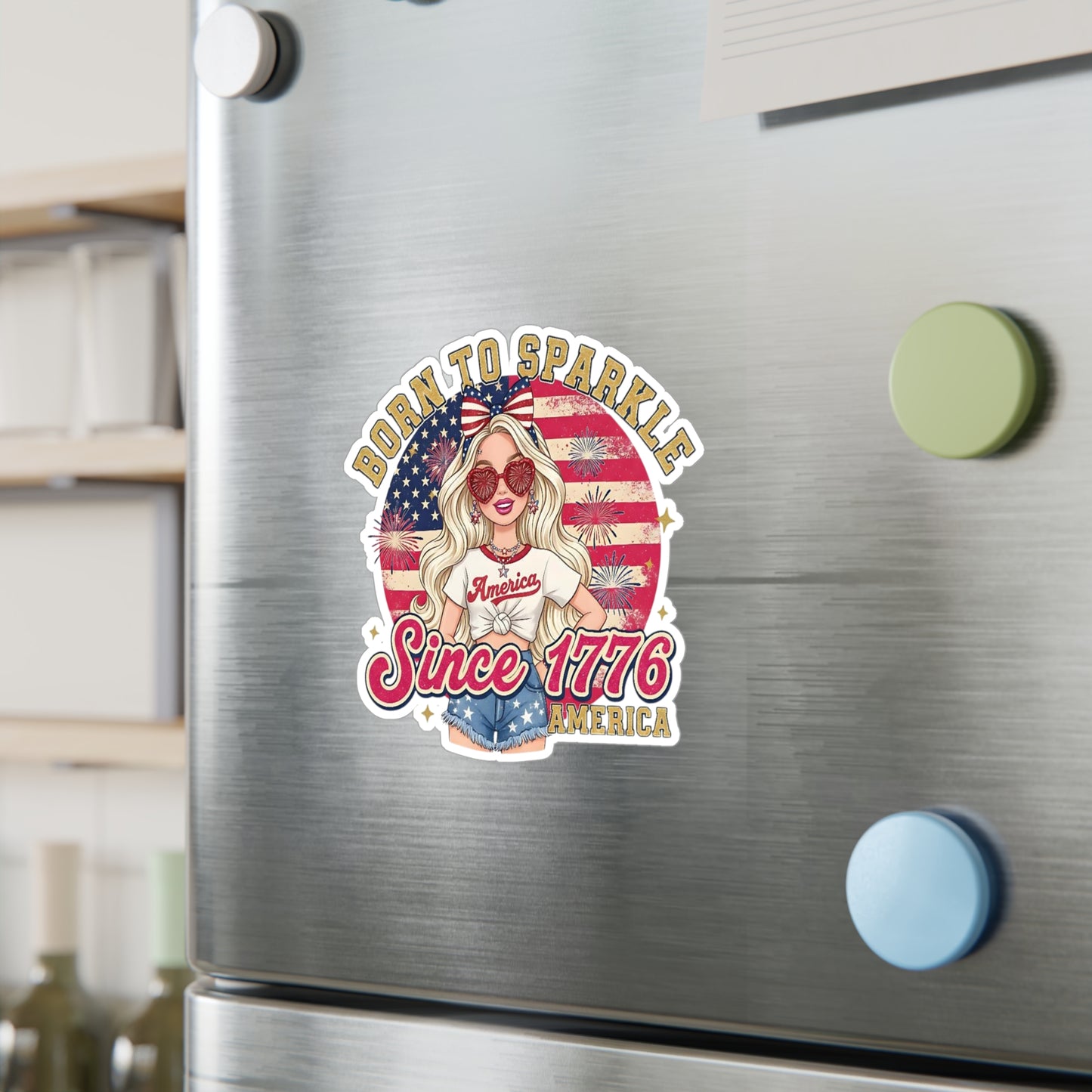 #250 "Born to Sparkle Since 1776" Patriotic Vinyl Sticker Kiss-Cut Decal (Fourth of July)