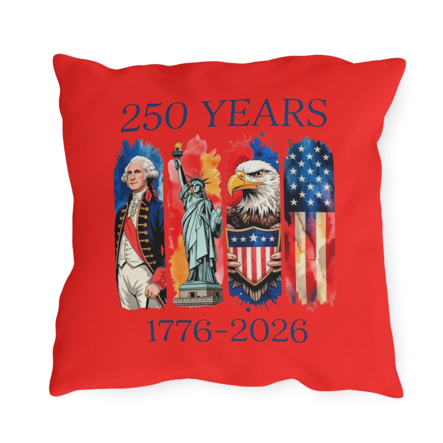 #250 250 Years American History Celebration 1776–2026 Patriotic Outdoor Throw Pillow