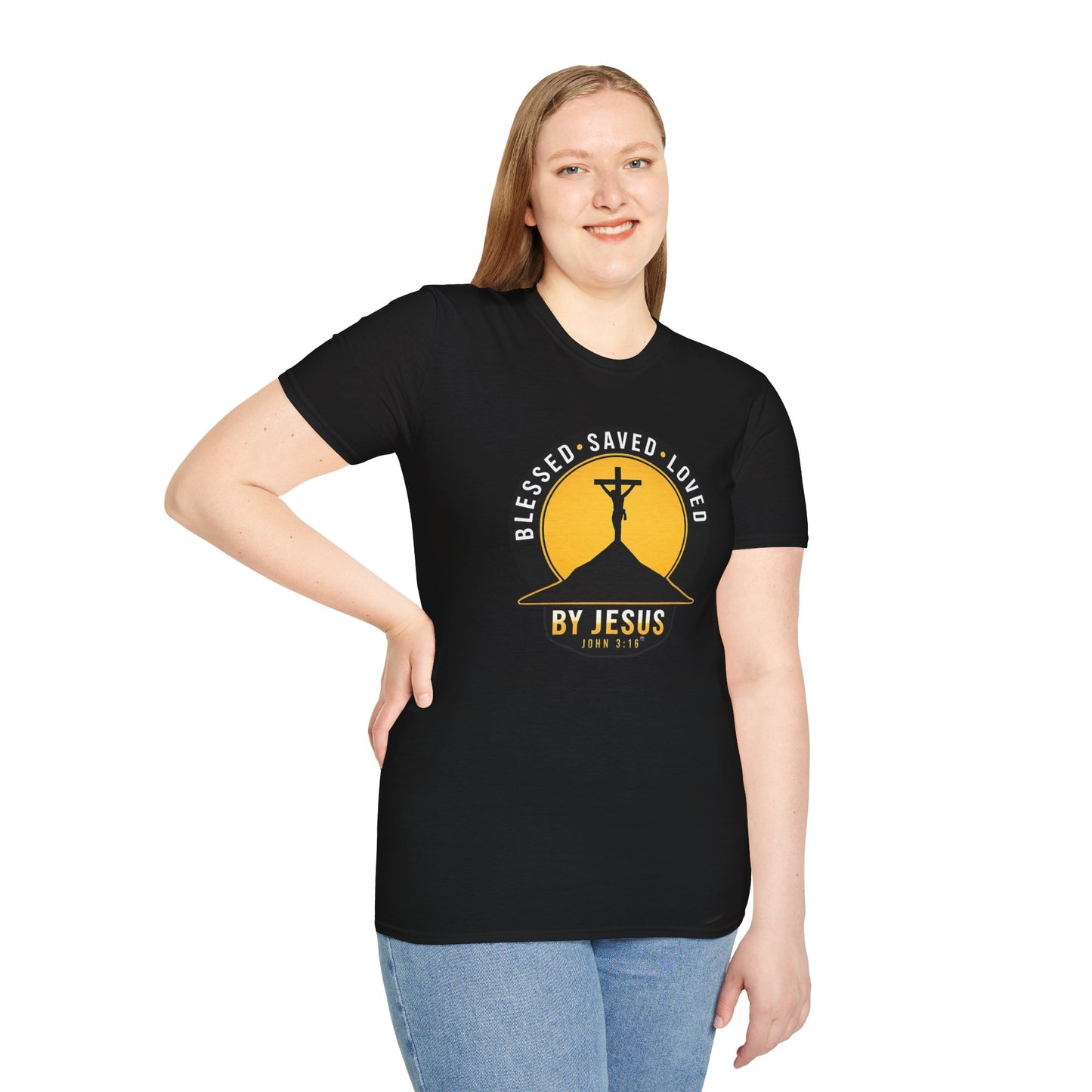 Blessed • Saved • Loved by Jesus T-Shirt — Christian Faith Tee