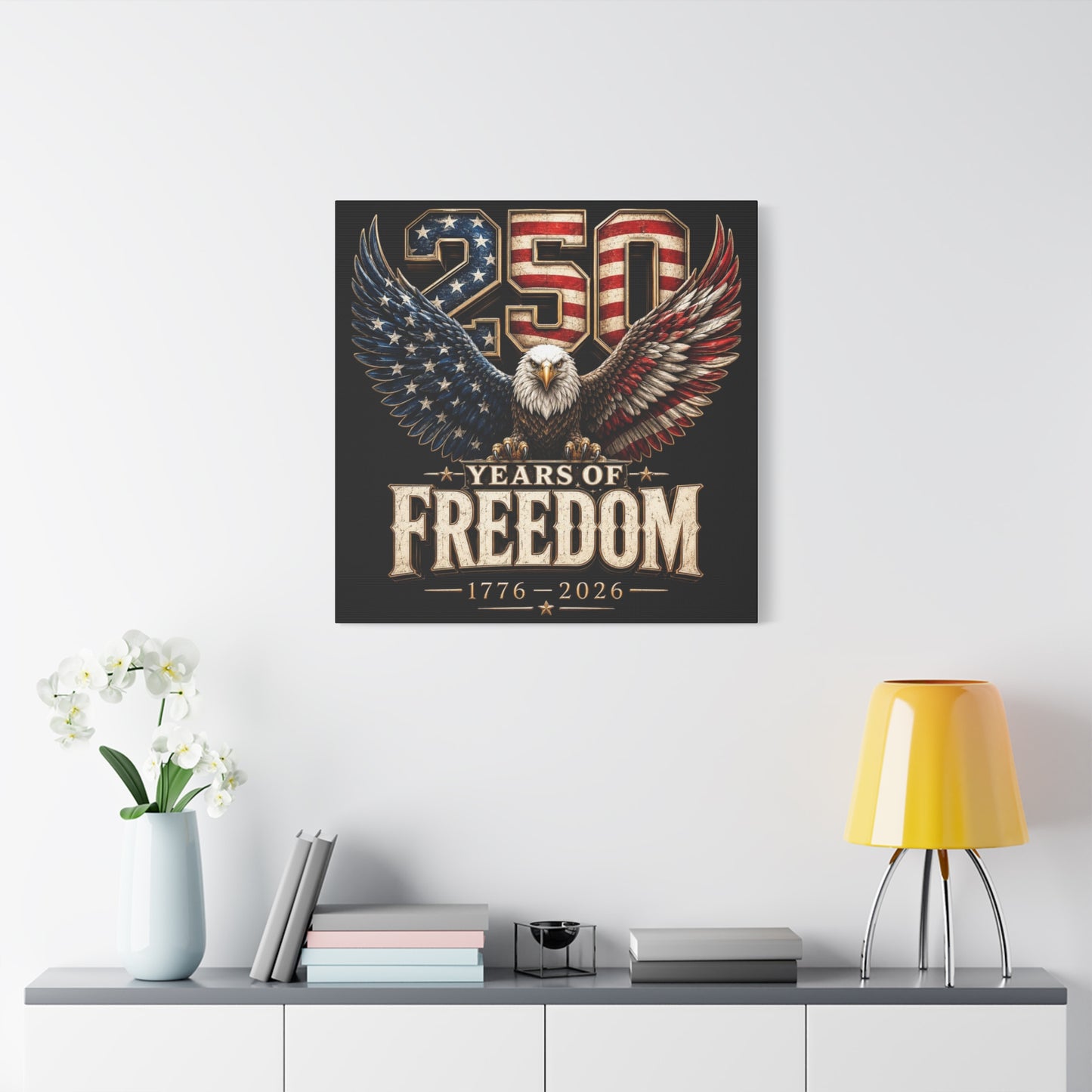 #250 250 Years of Freedom Eagle Patriotic American Flag Anniversary (1776–2026) Matte Canvas Wall Art