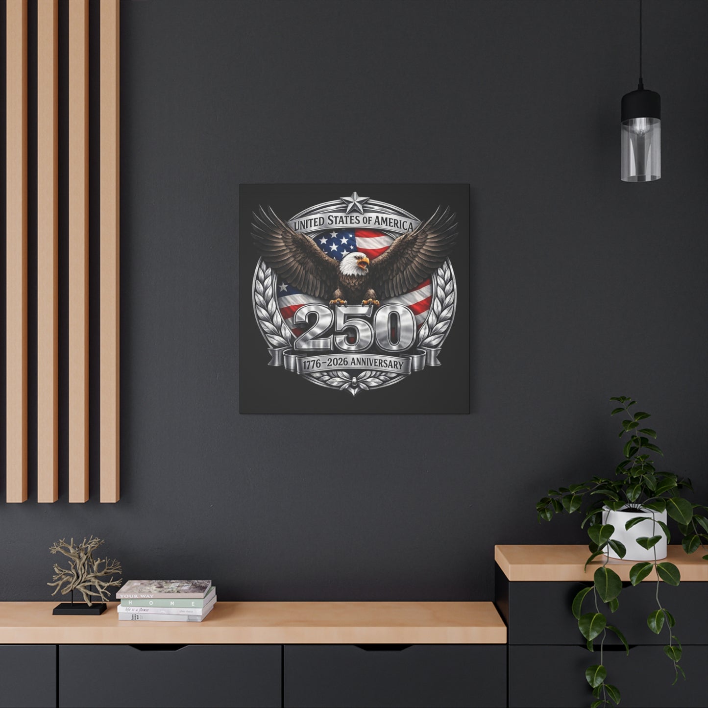 #250 Patriotic Bald Eagle 250 United States Emblem Matte Canvas Wall Art