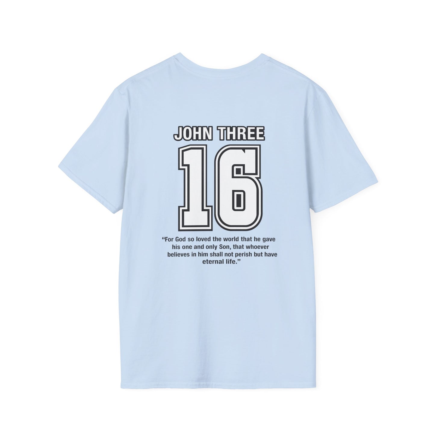 John Three 16 Chest and Back Jersey Print with Scripture Tee