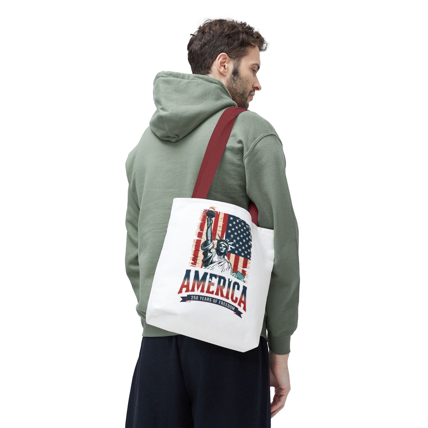 #250 Statue of Liberty American Flag 'America' Patriotic Independence Day Tote Bag