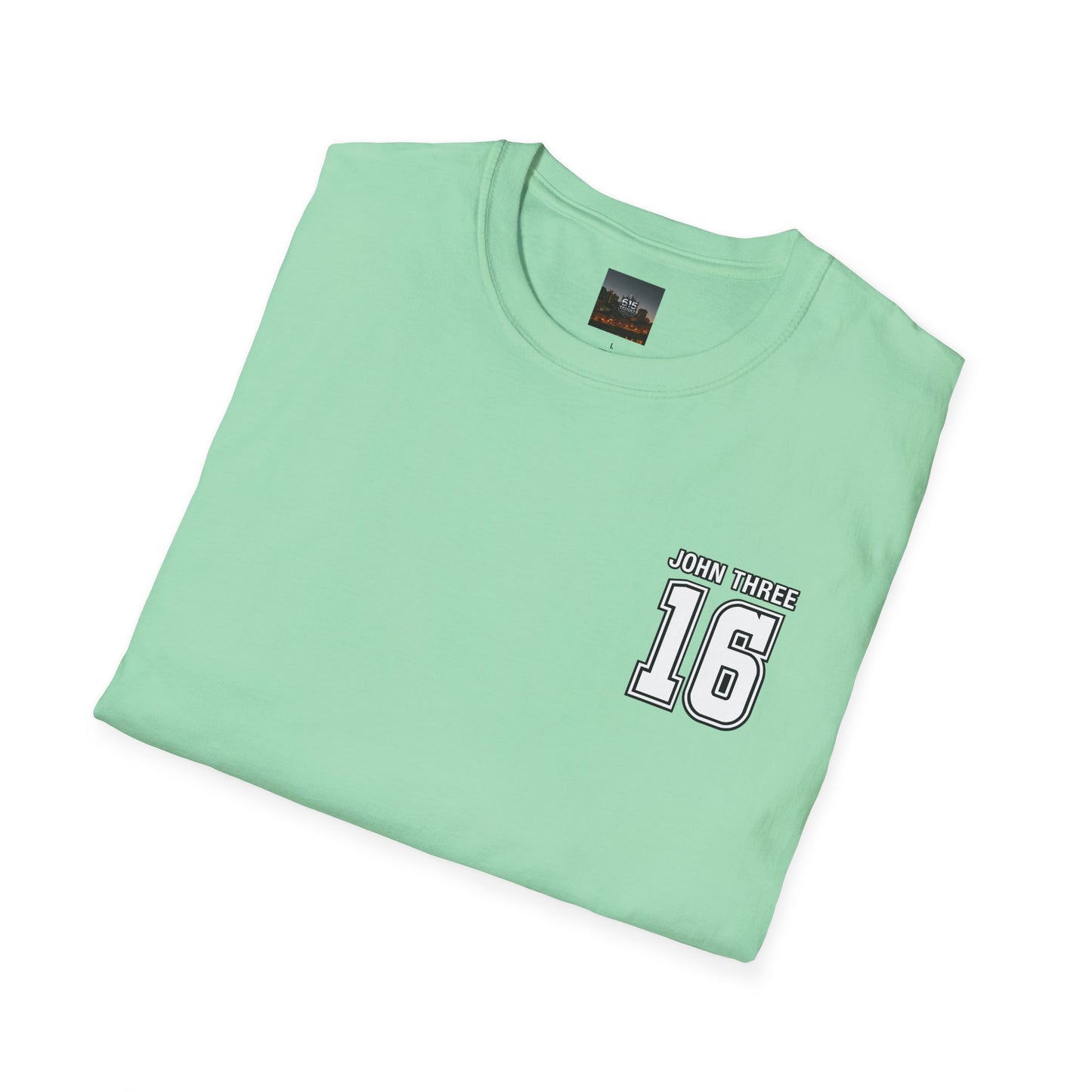 John Three 16 Chest and Back Jersey Print with Scripture Tee
