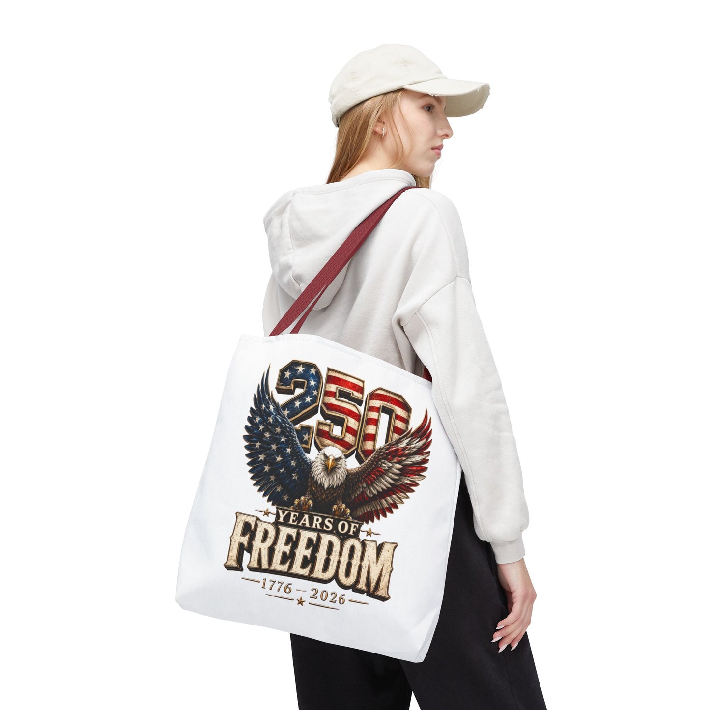 #250 250 Years of Freedom Eagle Patriotic American Flag Anniversary (1776–2026) Patriotic Tote Bag