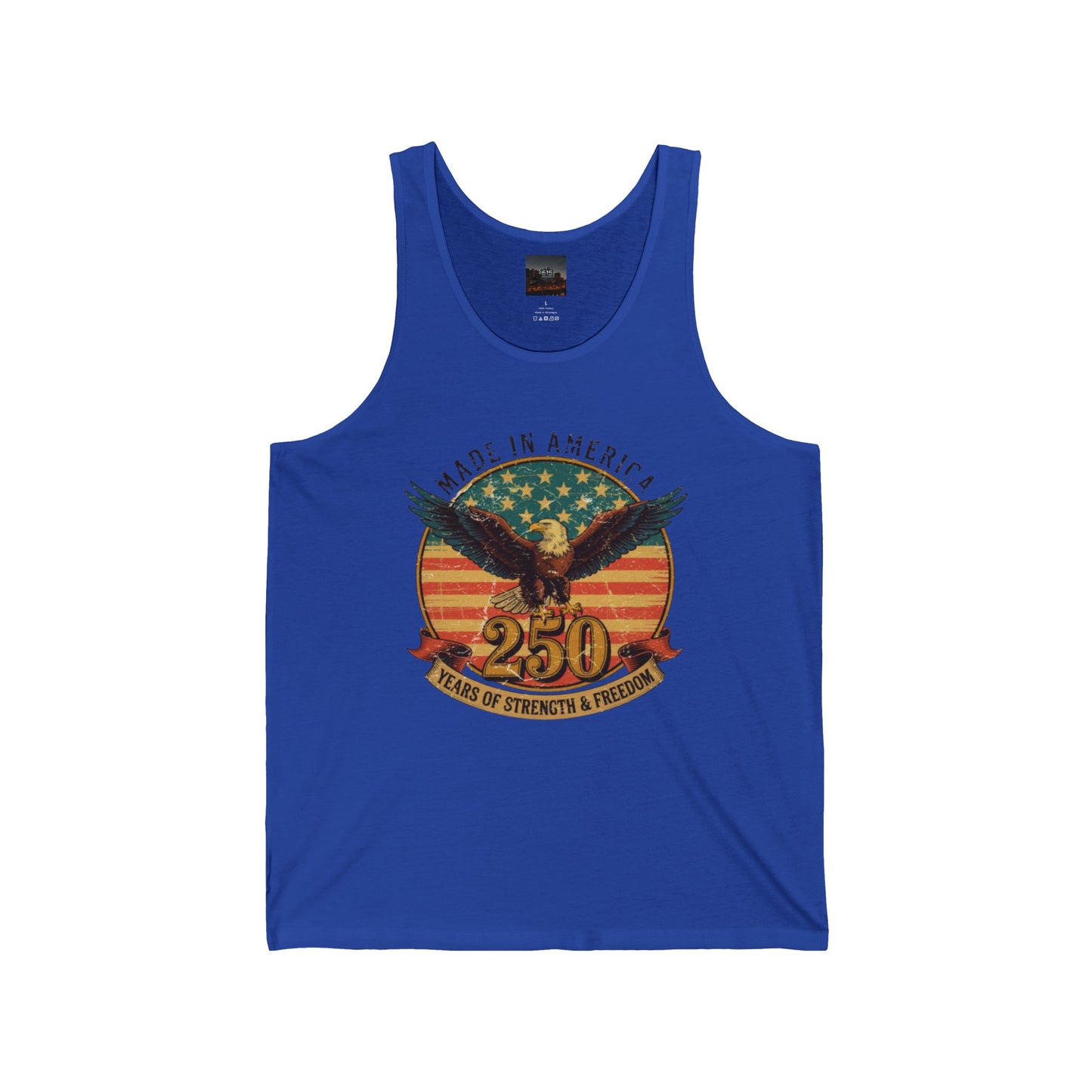 #250 Made in America Eagle 250th Anniversary Patriotic Jersey Tank Top