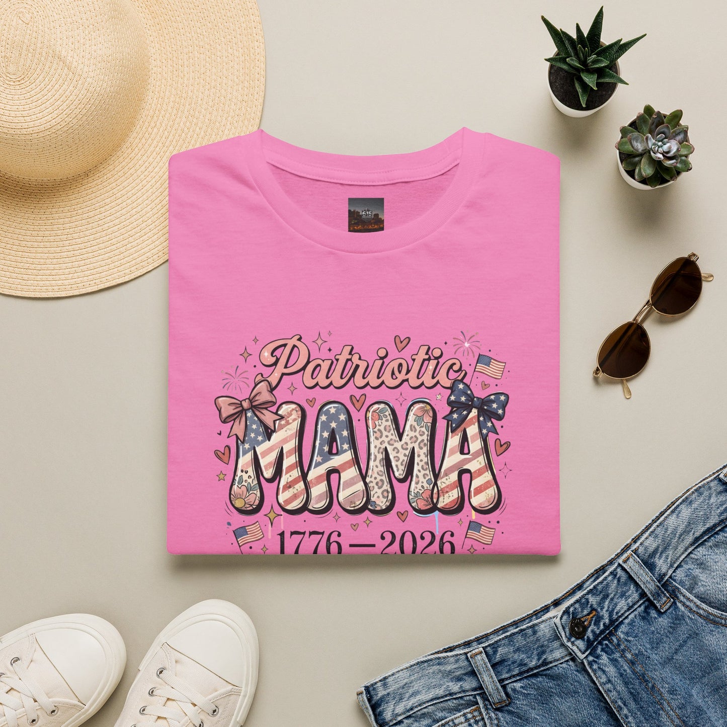 #250 Patriotic Mama 1776–2026 American Flag T-Shirt