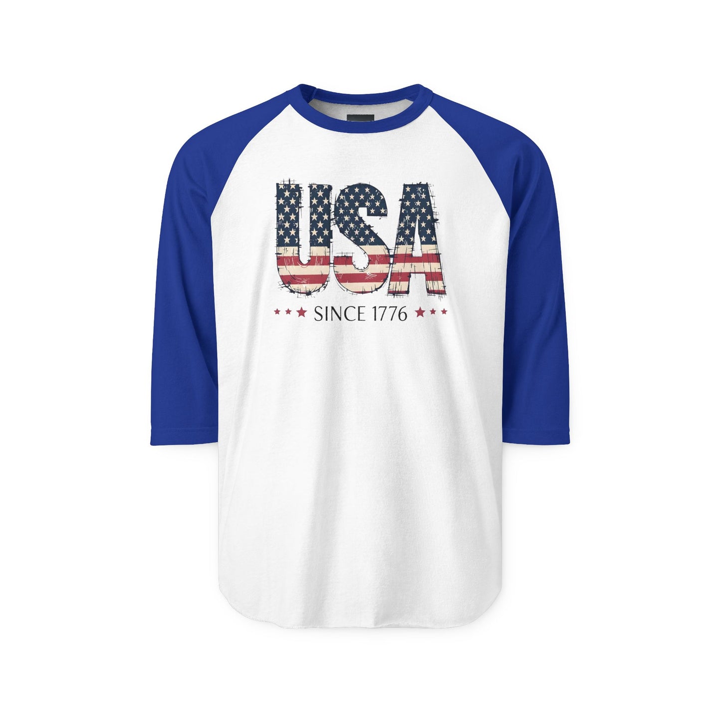 #250 USA Flag "USA Since 1776" Patriotic Raglan Shirt Baseball Tee