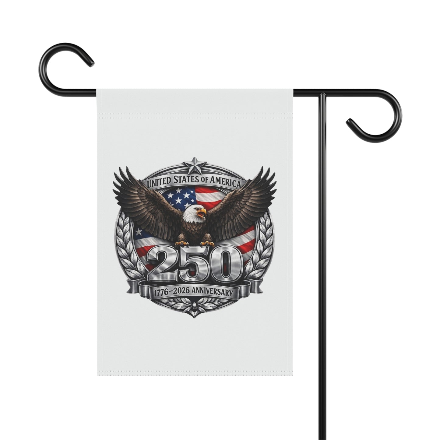 #250 Patriotic Bald Eagle 250 United States Emblem Garden Flag — House Banner