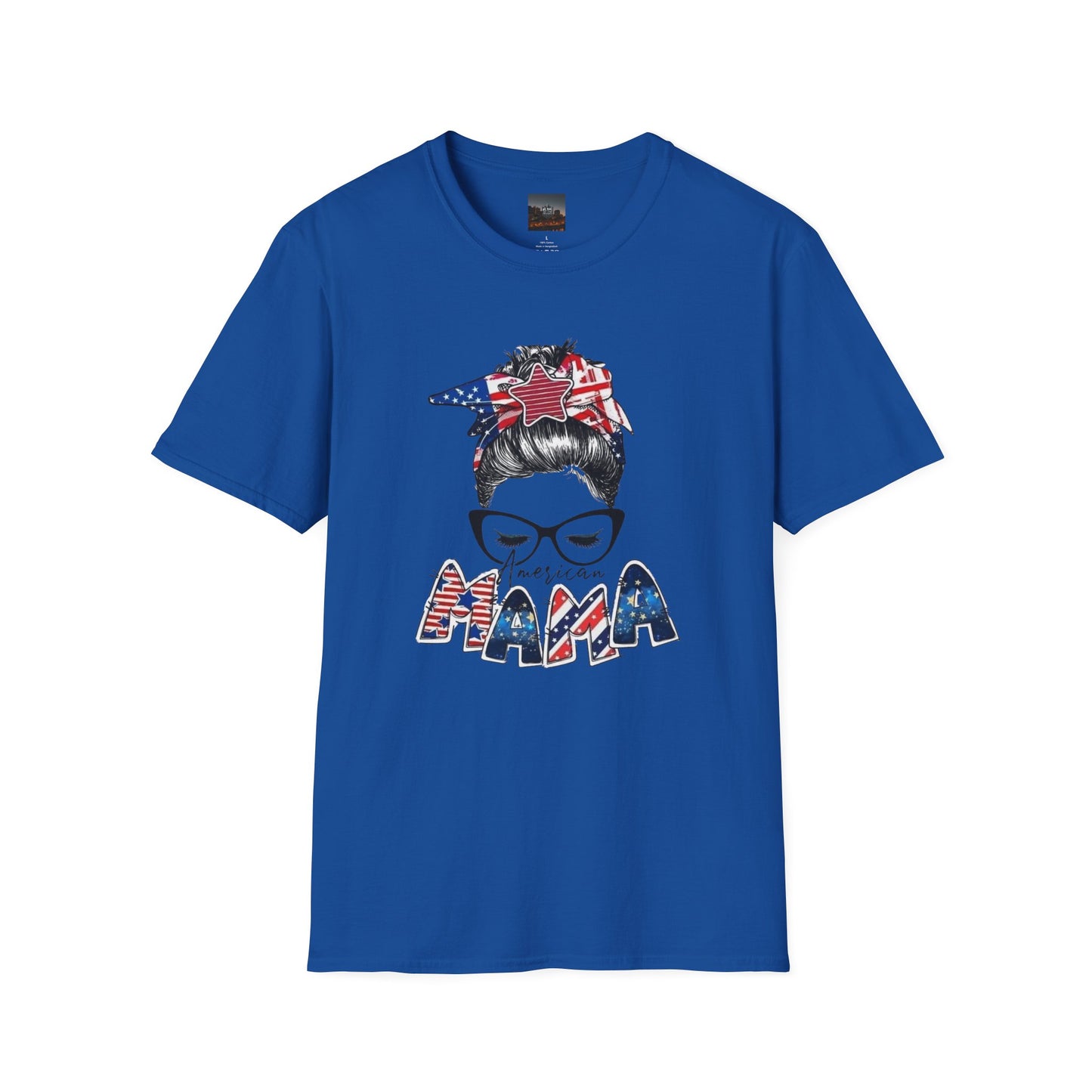 Mama USA Flag Messy Bun T-Shirt