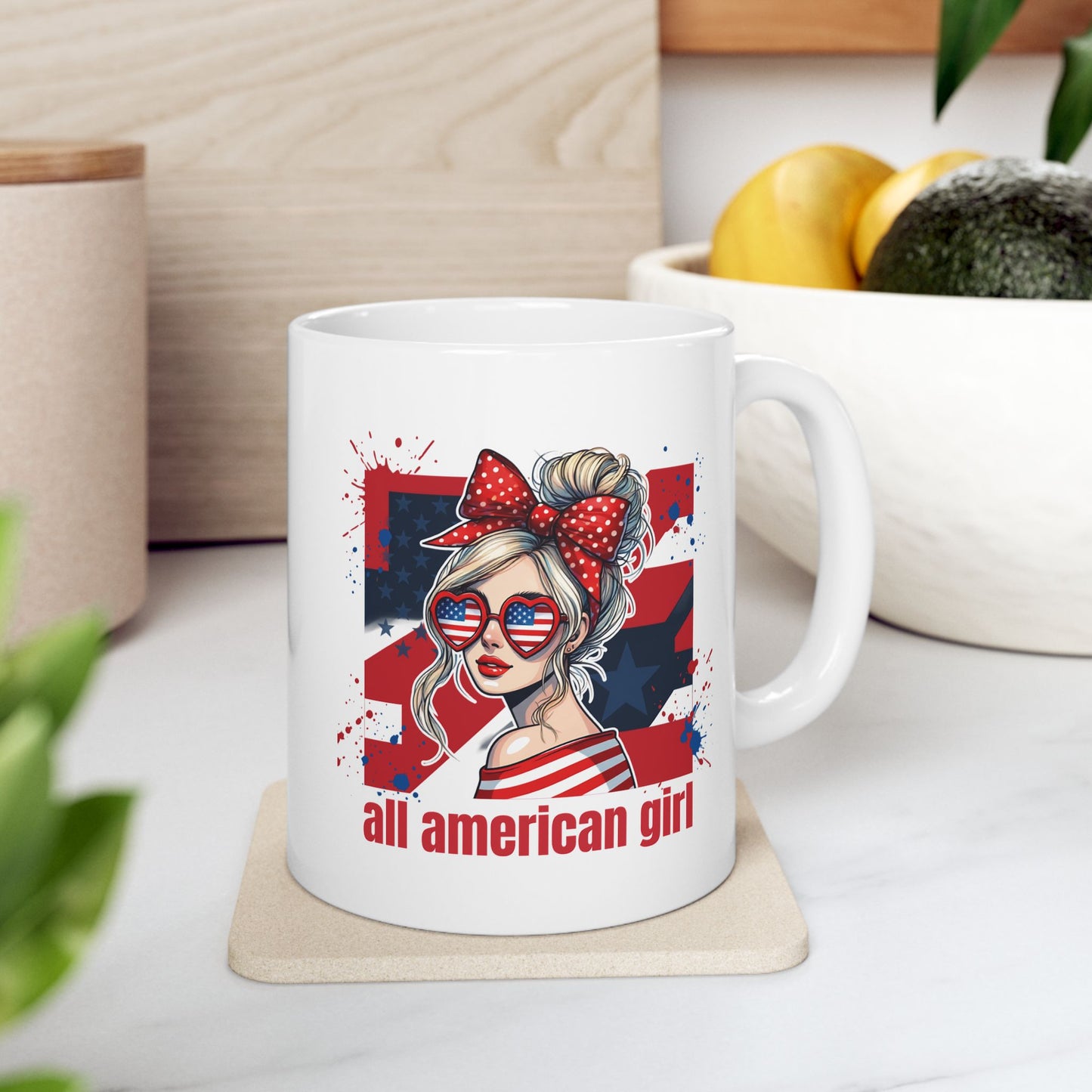 #250 All American Girl Patriotic Ceramic Mug - 11oz & 15oz