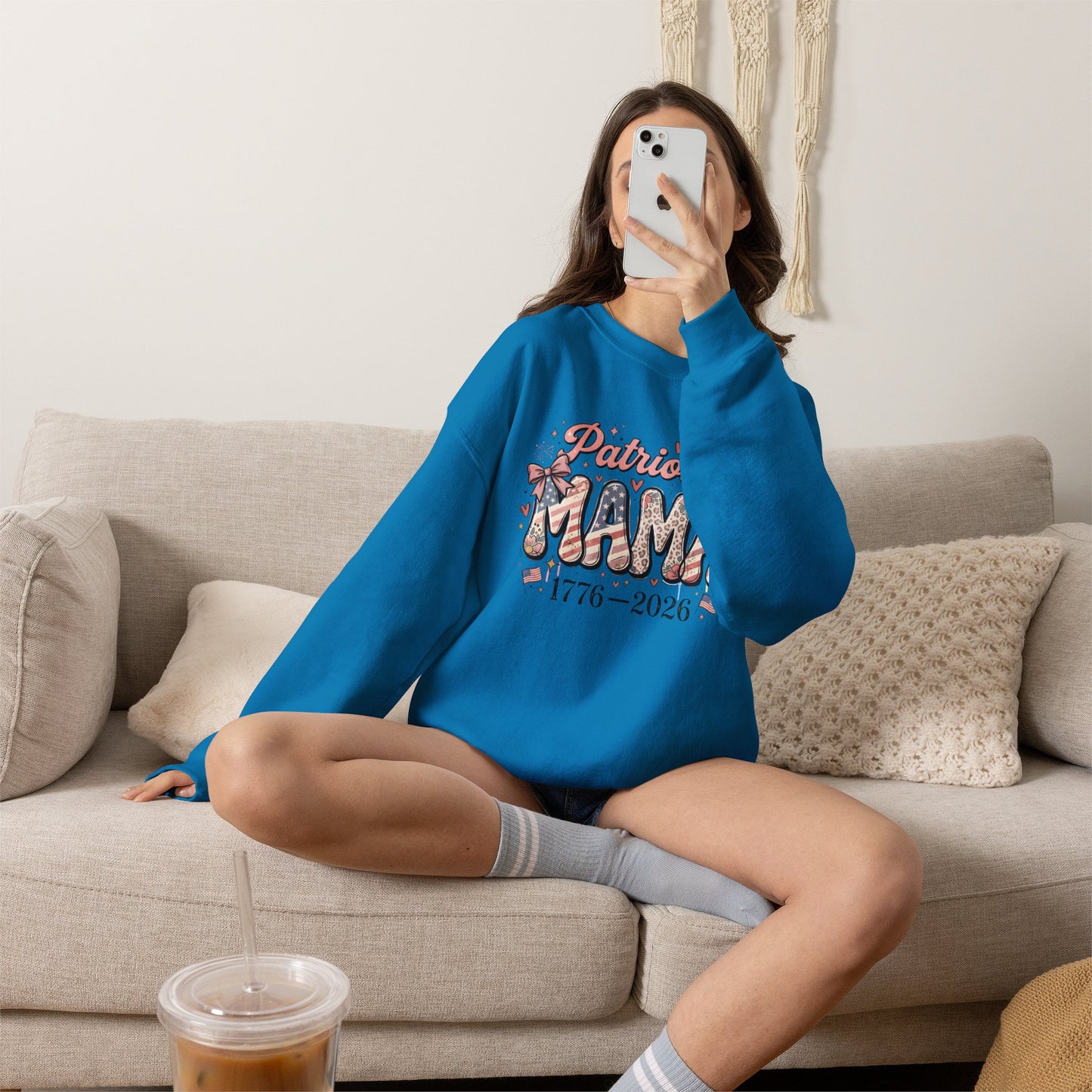 #250 Patriotic Mama 1776–2026 American Flag Sweatshirt
