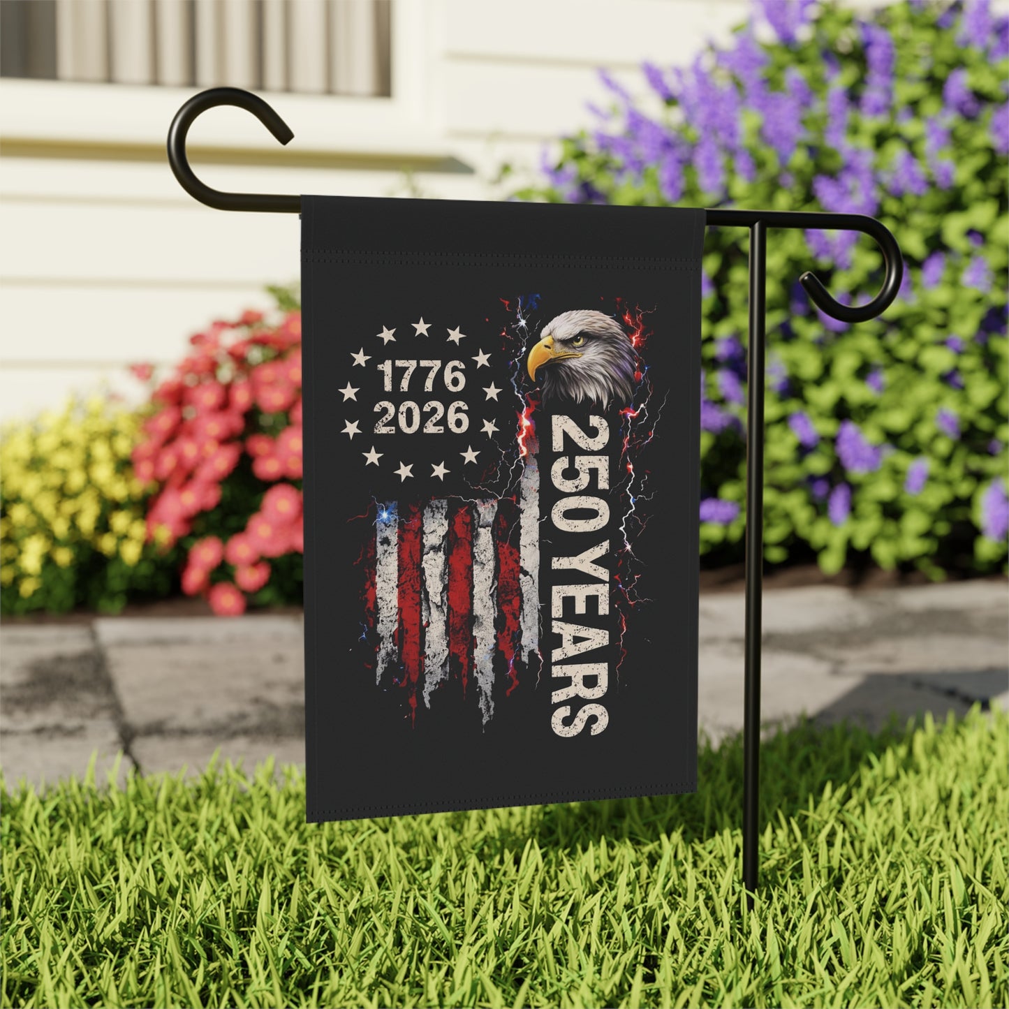 #250 1776-2026 250 Years USA Bicentennial Eagle Garden Flag — House Banner