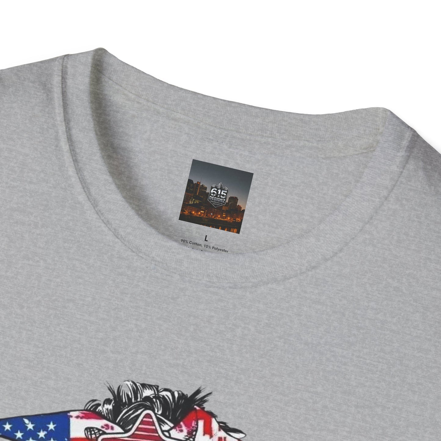 Mama USA Flag Messy Bun T-Shirt
