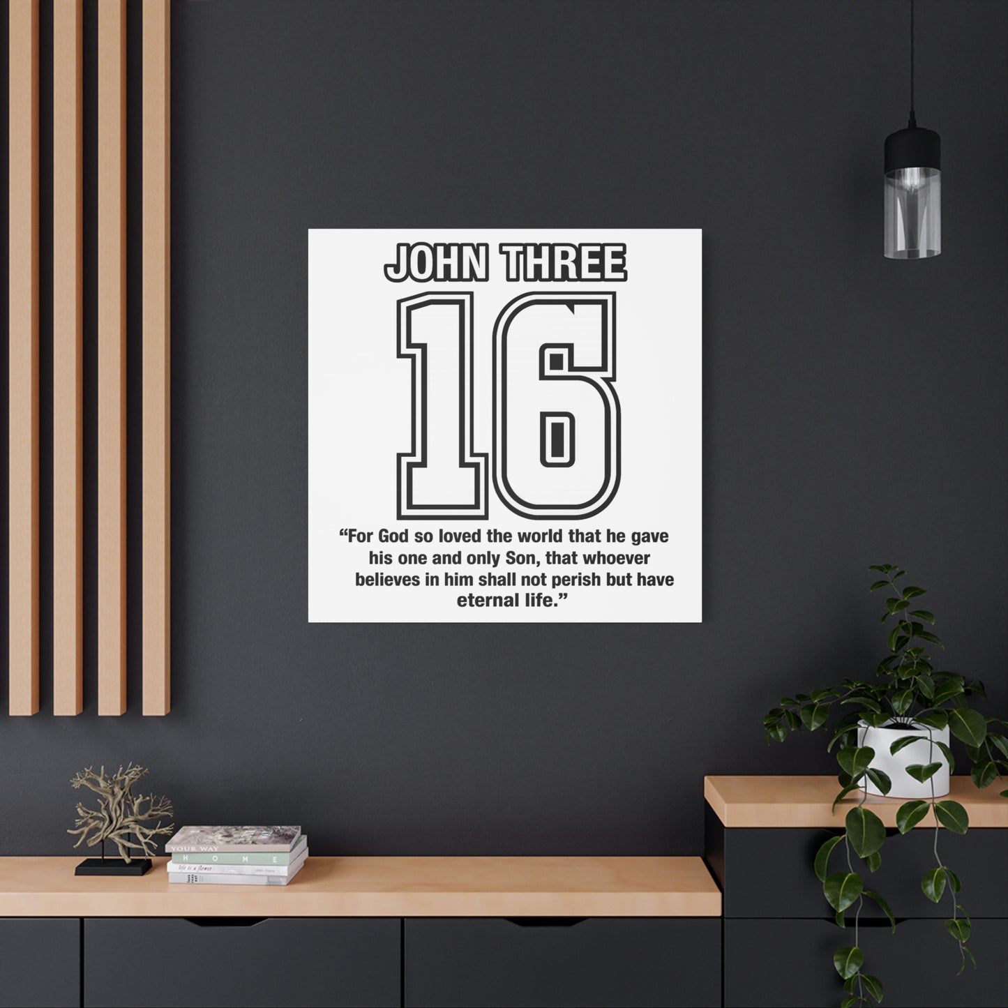 John Three 16 Numbered with Scripture Canvas Print - 'John Three 16' with Bible Verse (John 3:16)
