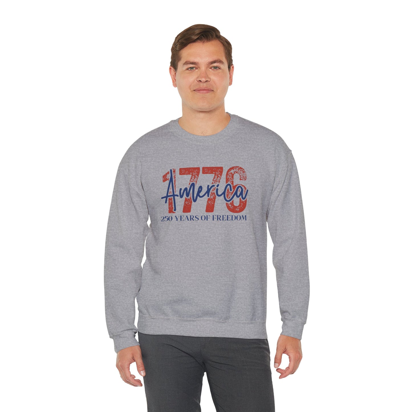 #250 1776 America: 250 Years of Freedom' Patriotic Independence Day Crewneck Sweatshirt