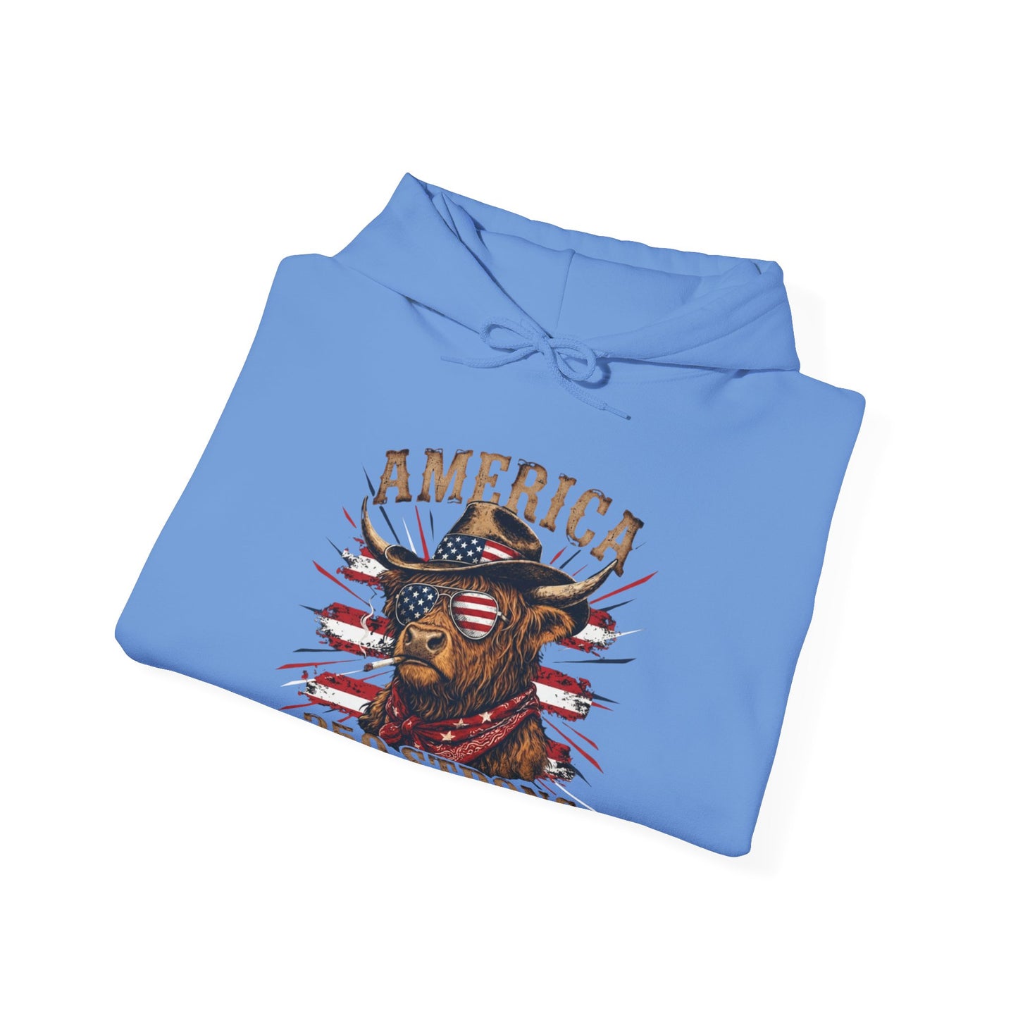#250 America 250 Strong Patriotic Bull with American Flag Hoodie