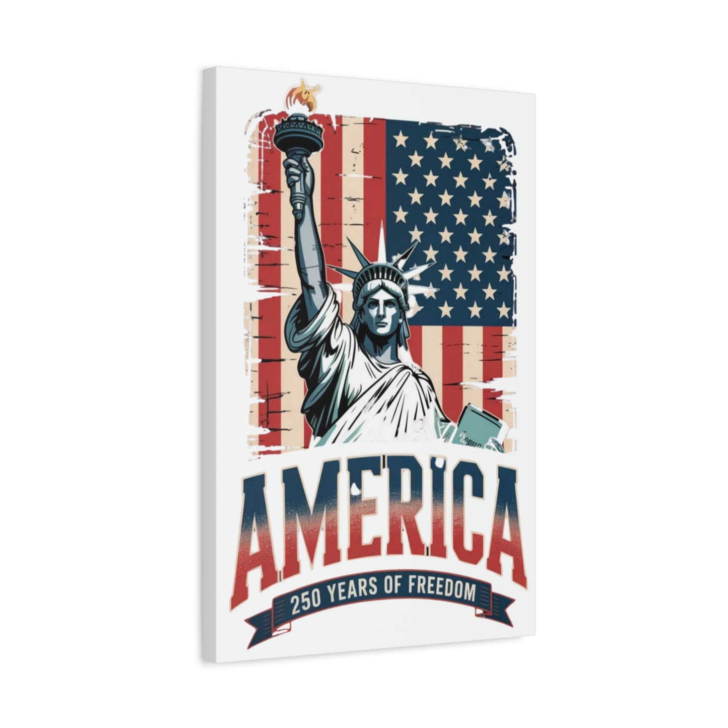 #250 Statue of Liberty American Flag 'America' Patriotic Independence Day Matte Canvas Wall Art