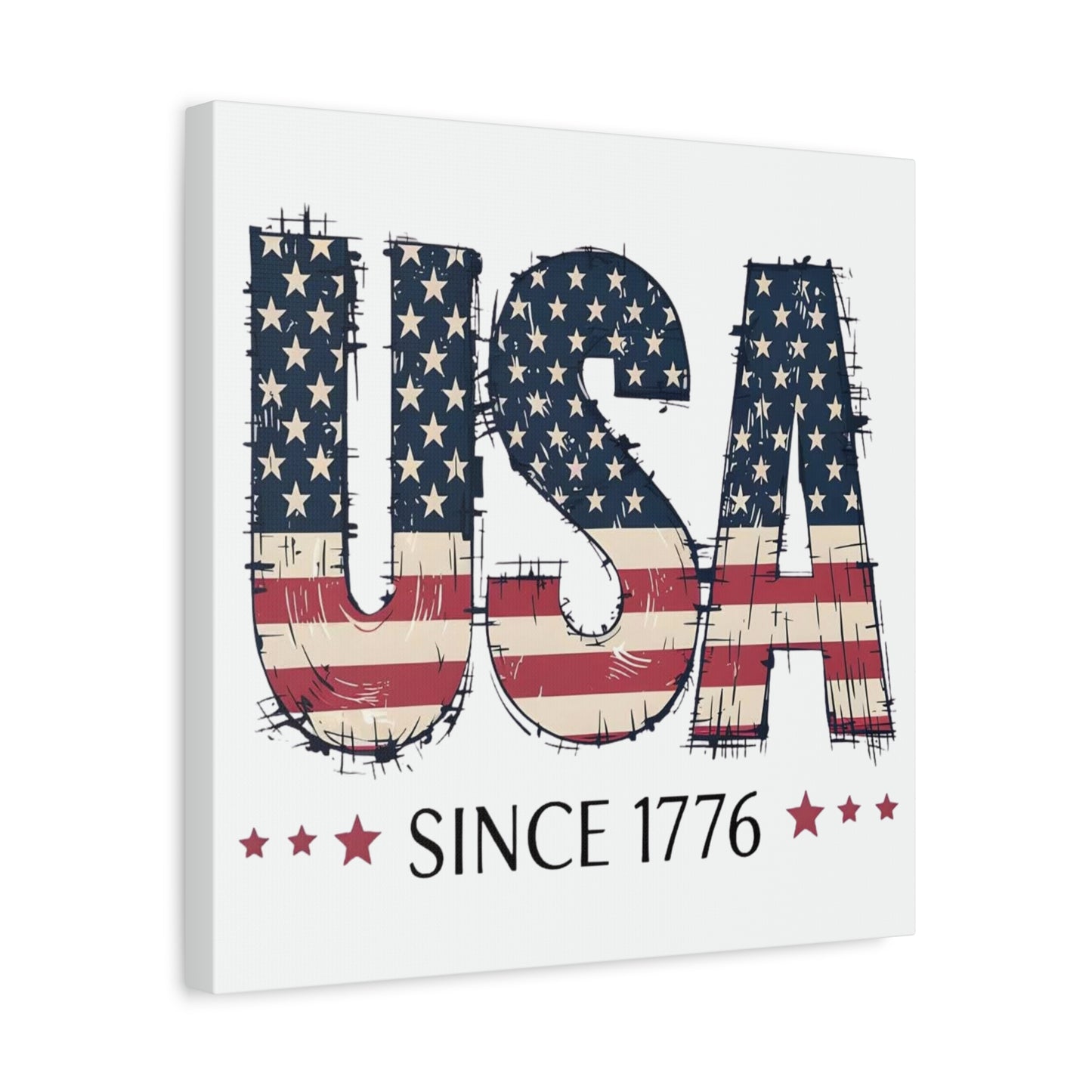 #250 USA Flag "USA Since 1776" Patriotic Matte Canvas Wall Art