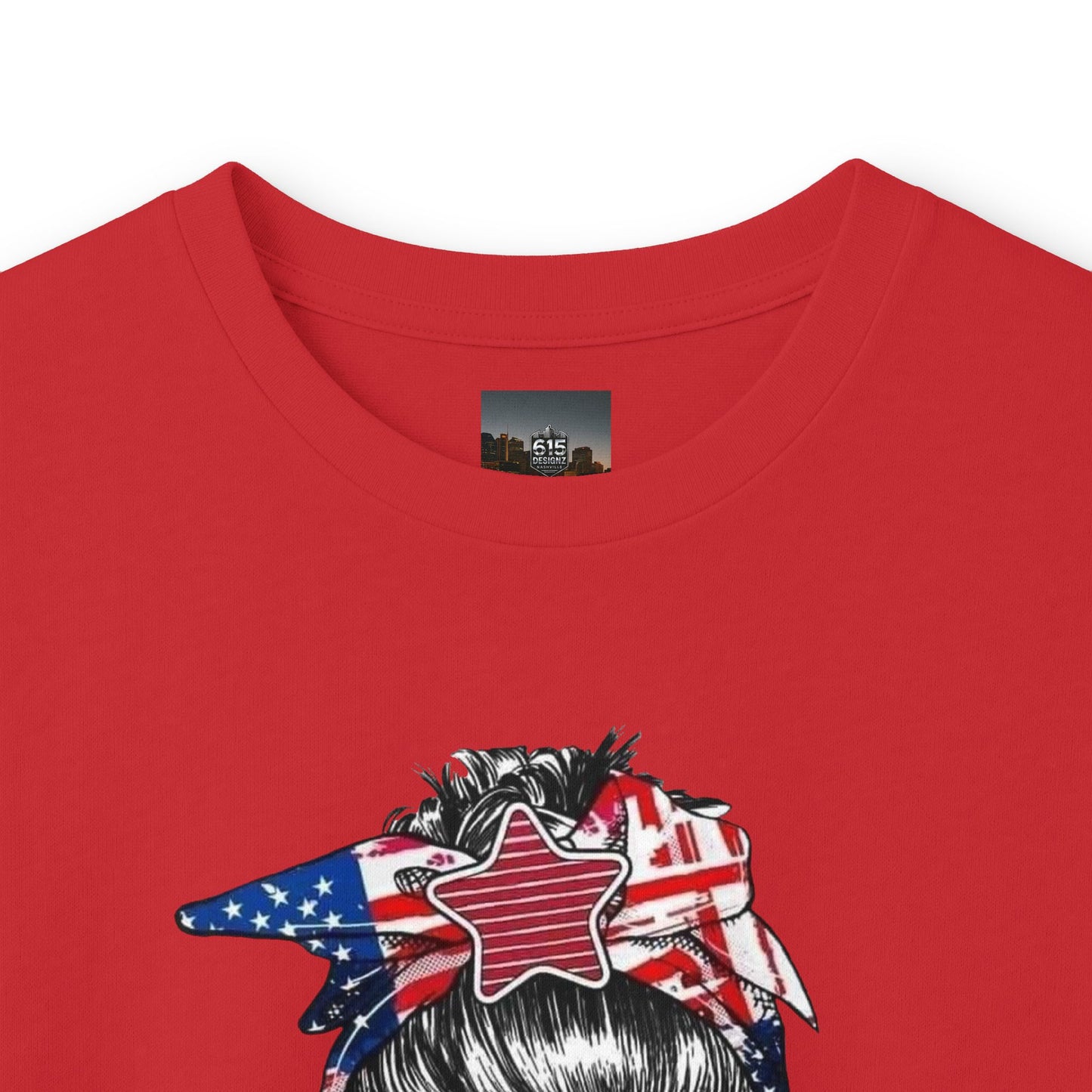 #250 Mama USA Flag Messy Bunn Long Sleeve Tee