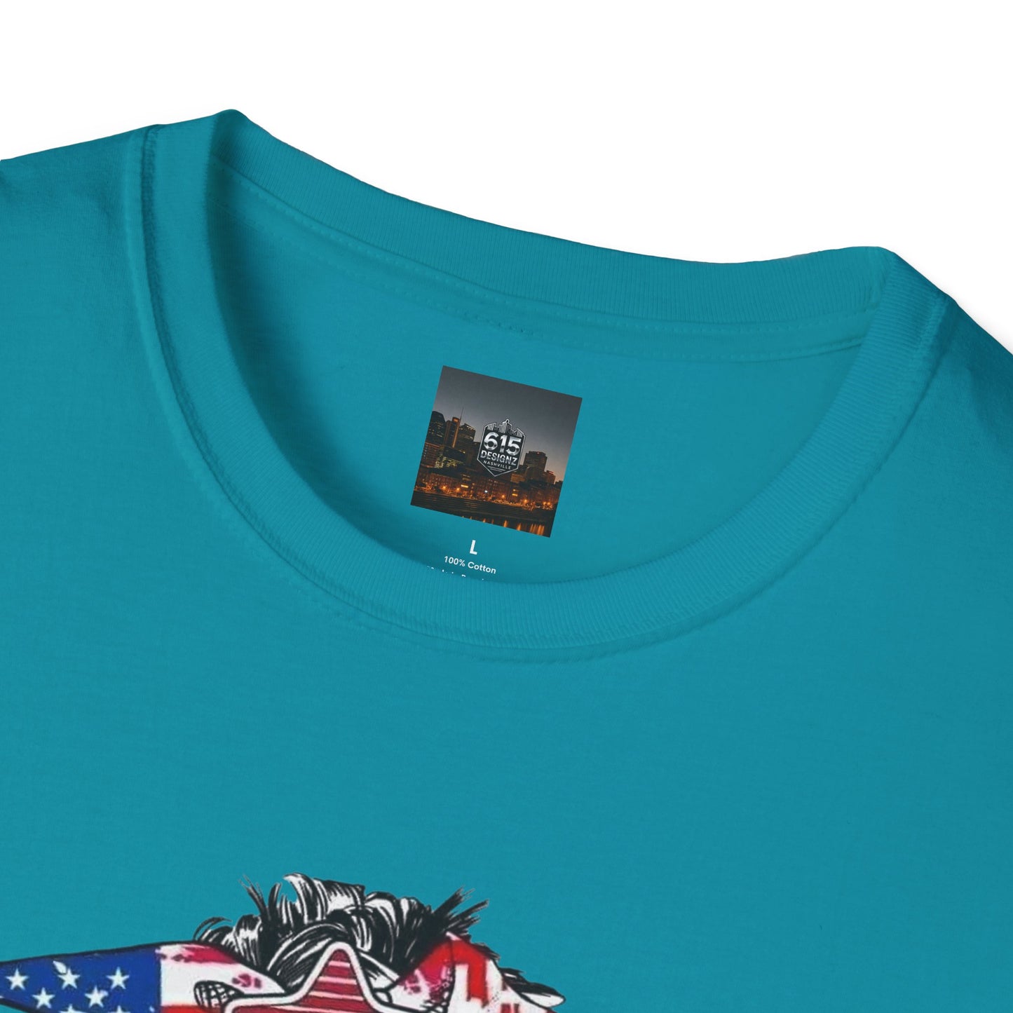 Mama USA Flag Messy Bun T-Shirt