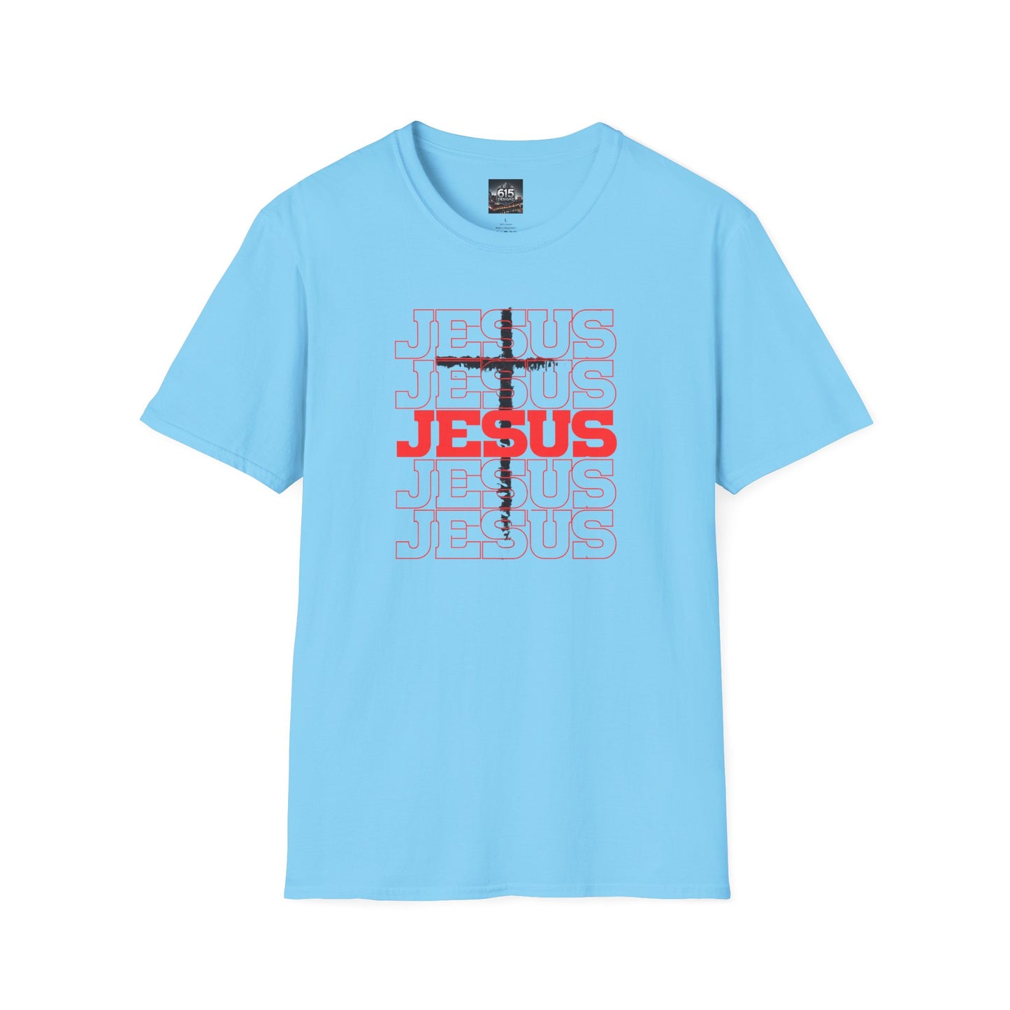 Jesus Cross Red Text Black Cross Graphic T-Shirt — Religious Faith Tee