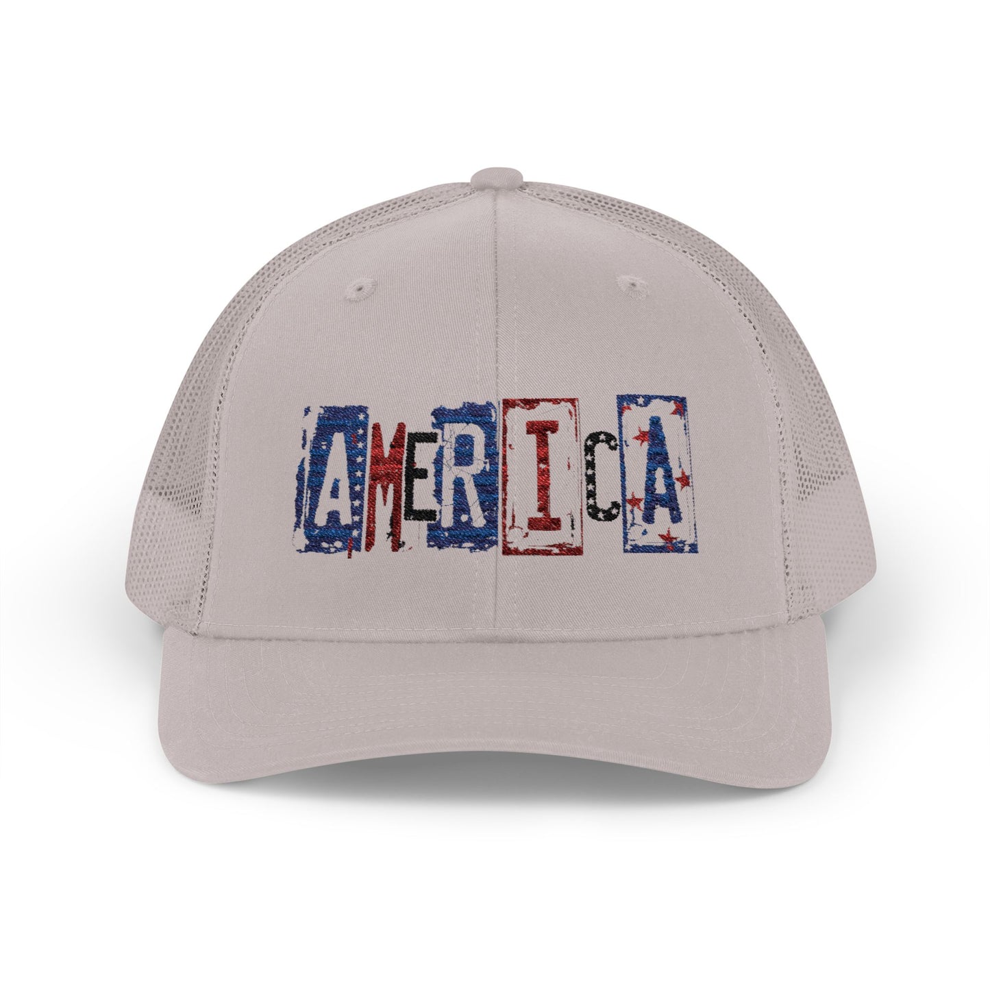 #250 America Retro Block Text Patriotic Snapback Trucker Cap