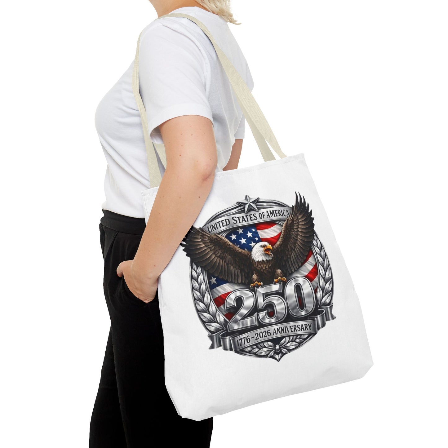 #250 Patriotic Bald Eagle 250 United States Emblem Tote Bag