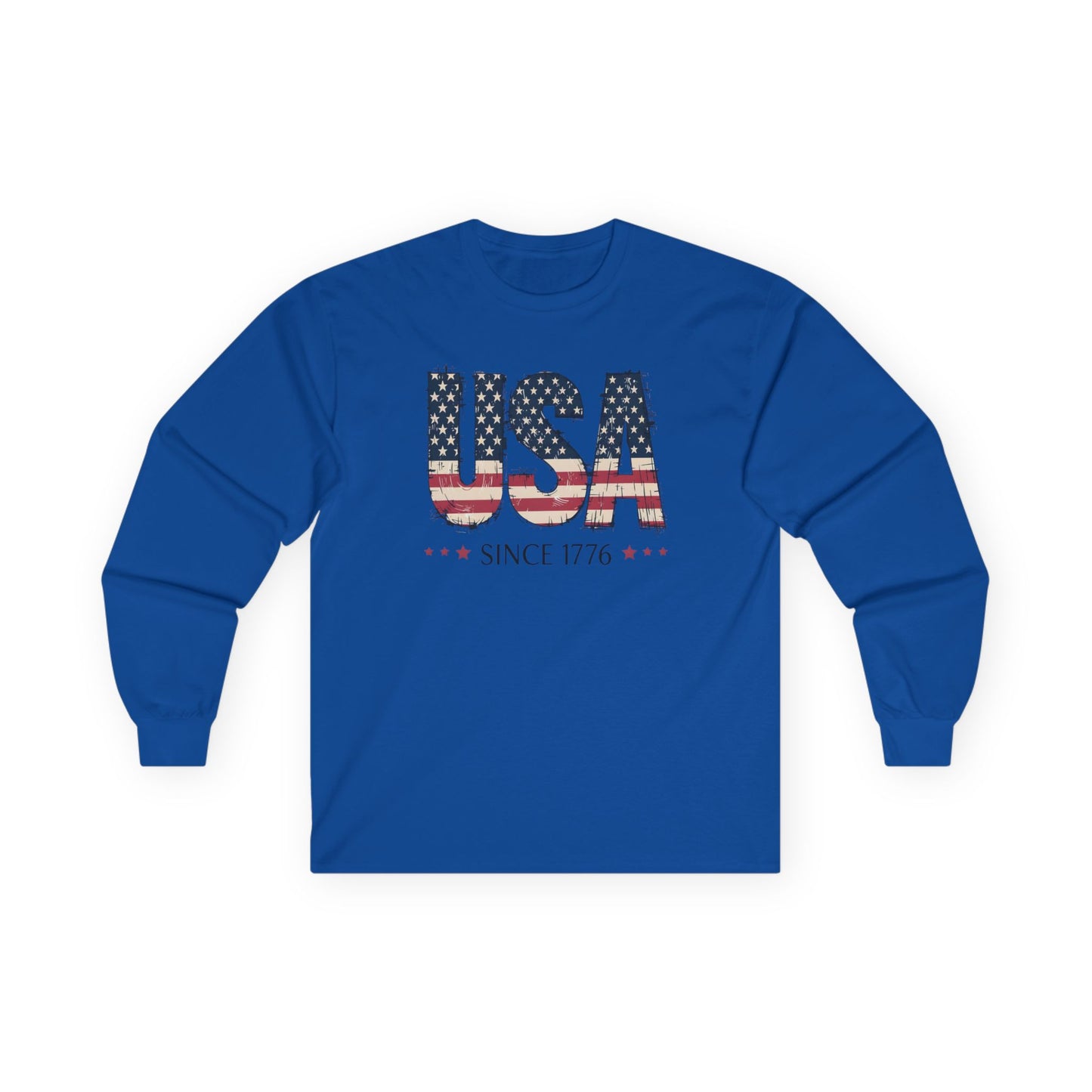 #250 USA Flag "USA Since 1776" Patriotic Long Sleeve Tee