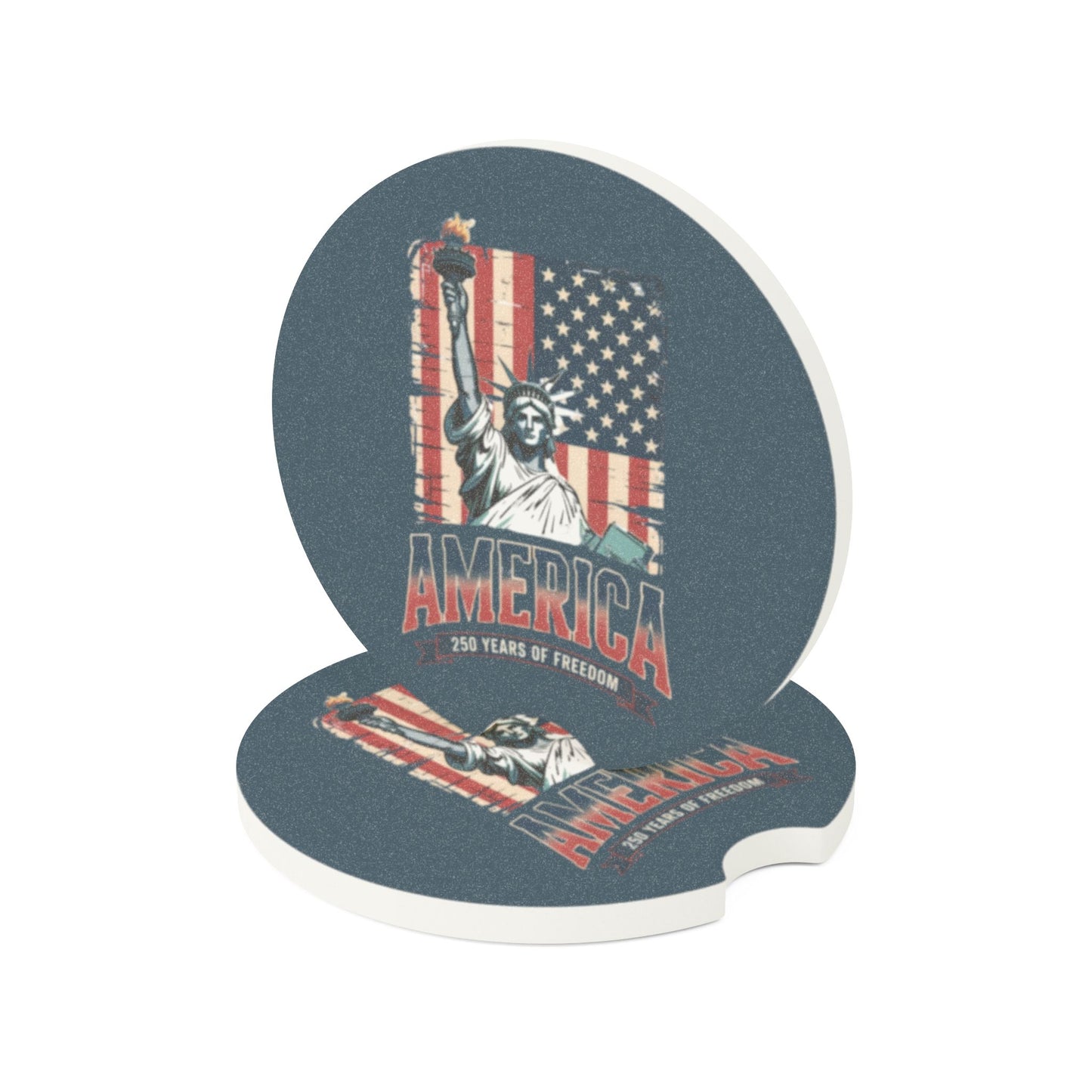 #250 Statue of Liberty American Flag 'America' Patriotic Independence Day Car Coaster Insert
