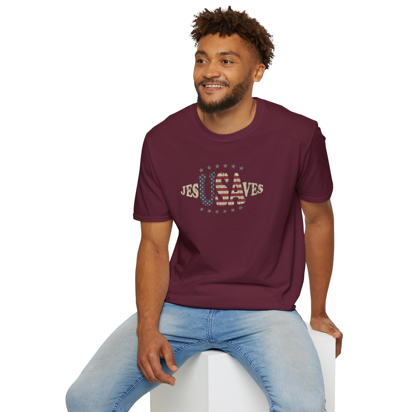 JesUSAves Patriotic T-Shirt — American Flag Christian Faith Tee