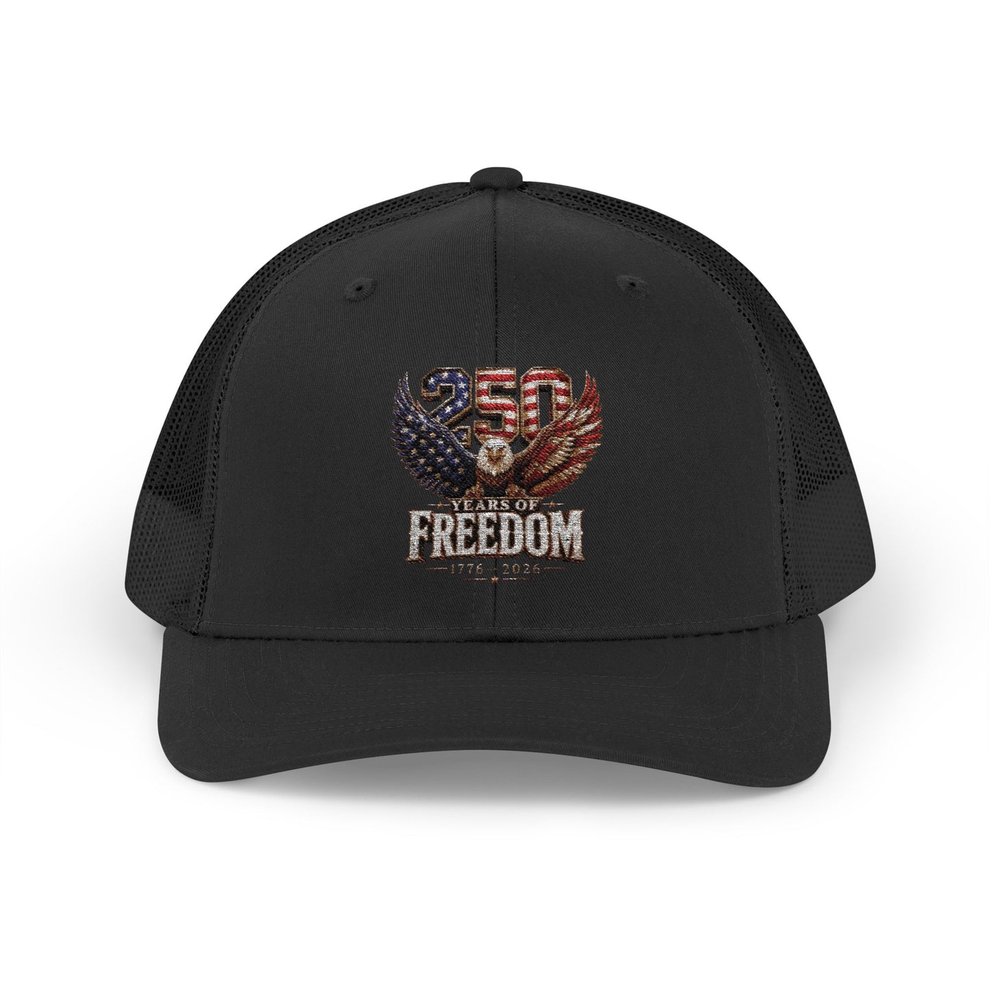 #250 250 Years of Freedom Eagle Patriotic American Flag Anniversary (1776–2026) Snapback Trucker Cap