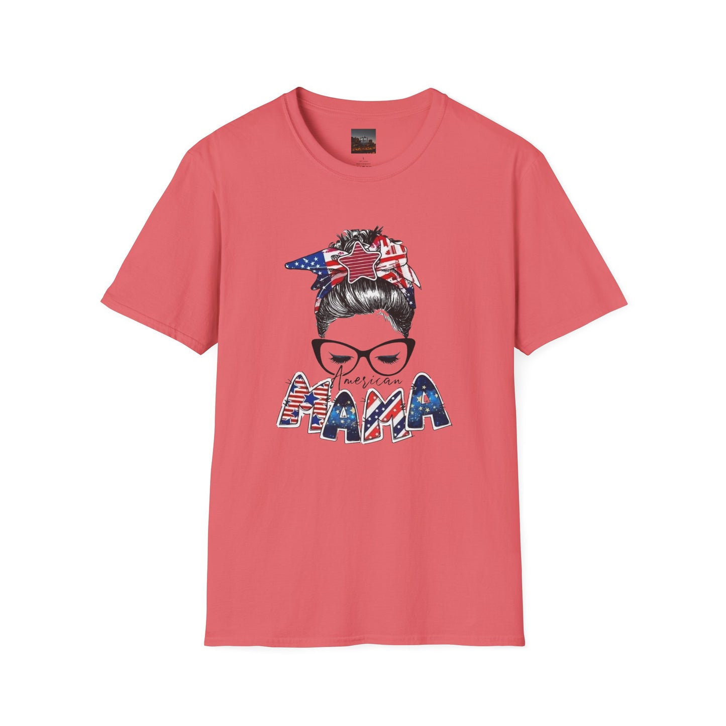 Mama USA Flag Messy Bun T-Shirt