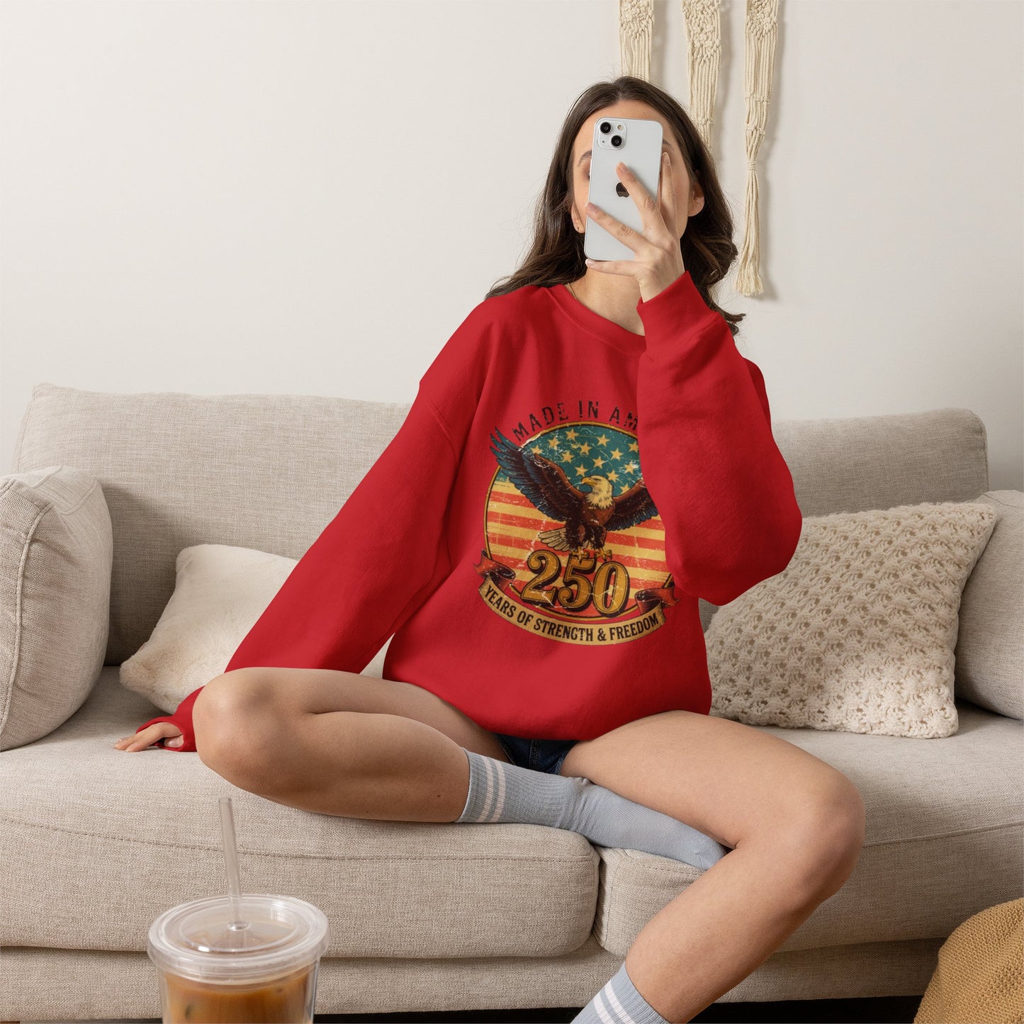 #250 Made in America Eagle 250th Anniversary Patriotic Crewneck Sweatshirt