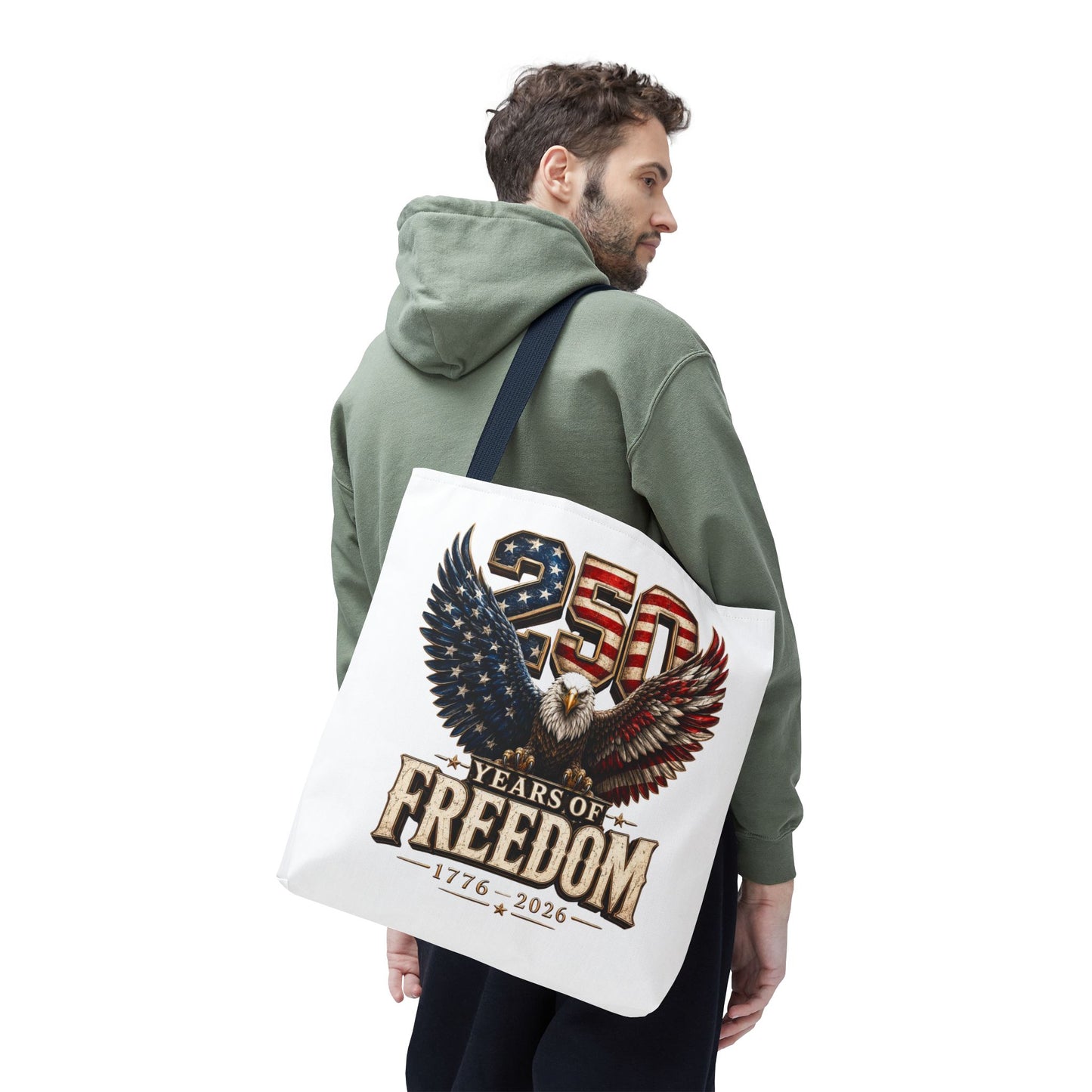#250 250 Years of Freedom Eagle Patriotic American Flag Anniversary (1776–2026) Patriotic Tote Bag