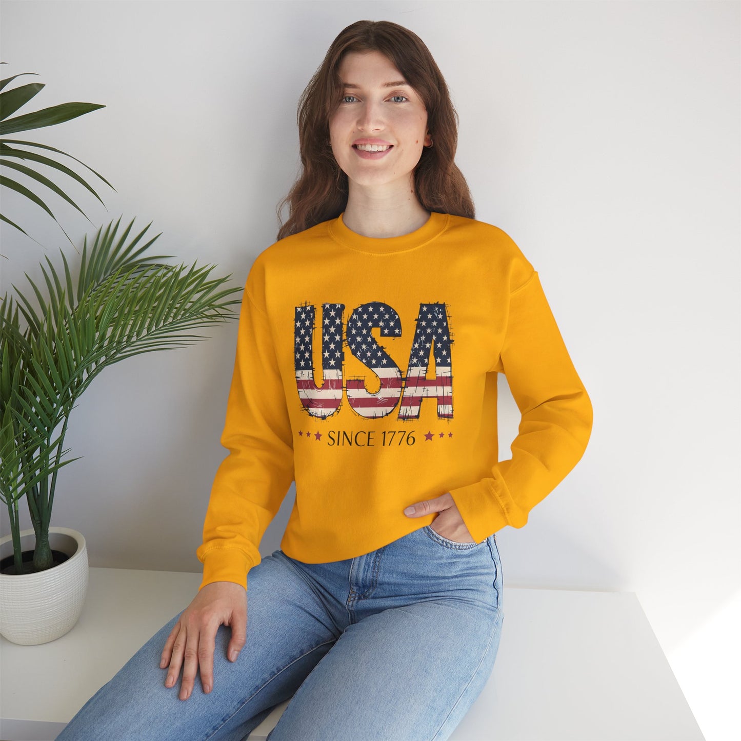 #250 USA Flag "USA Since 1776" Patriotic Crewneck Sweatshirt