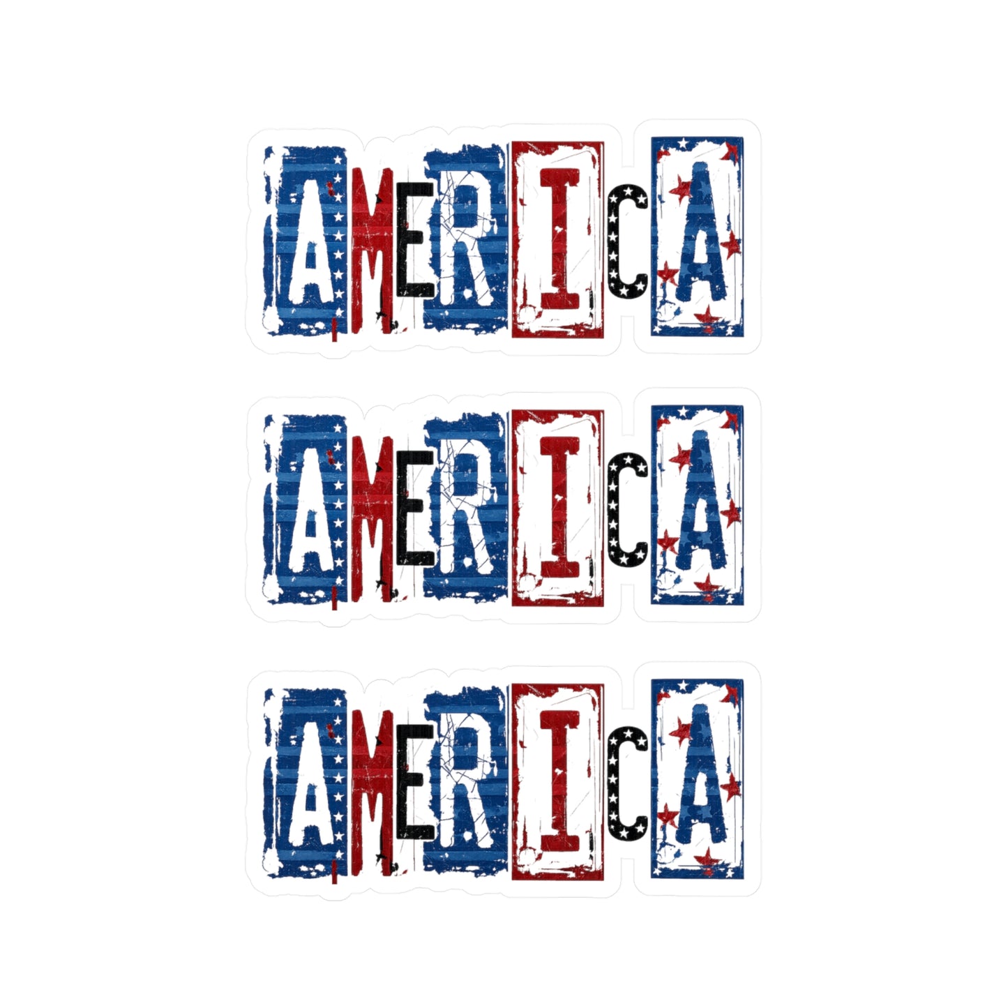 #250 America Retro Block Text Patriotic Kiss-Cut Vinyl Decal – Red White & Blue Sticker