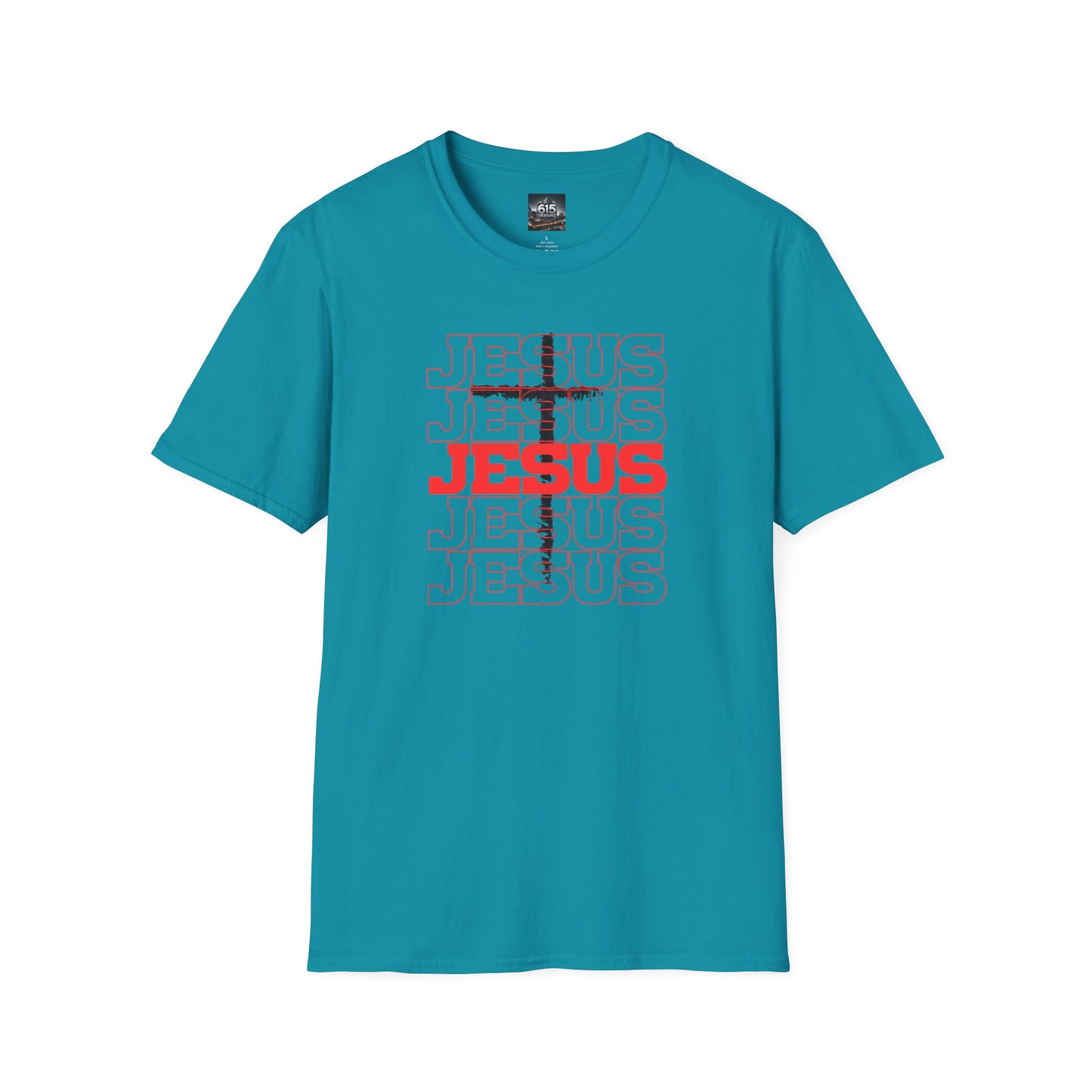 Jesus Cross Red Text Black Cross Graphic T-Shirt — Religious Faith Tee