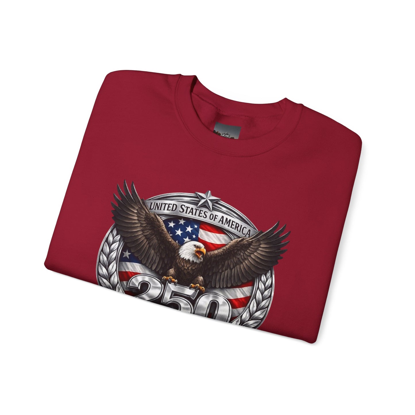 #250 Patriotic Bald Eagle 250 United States Emblem Crewneck Sweatshirt