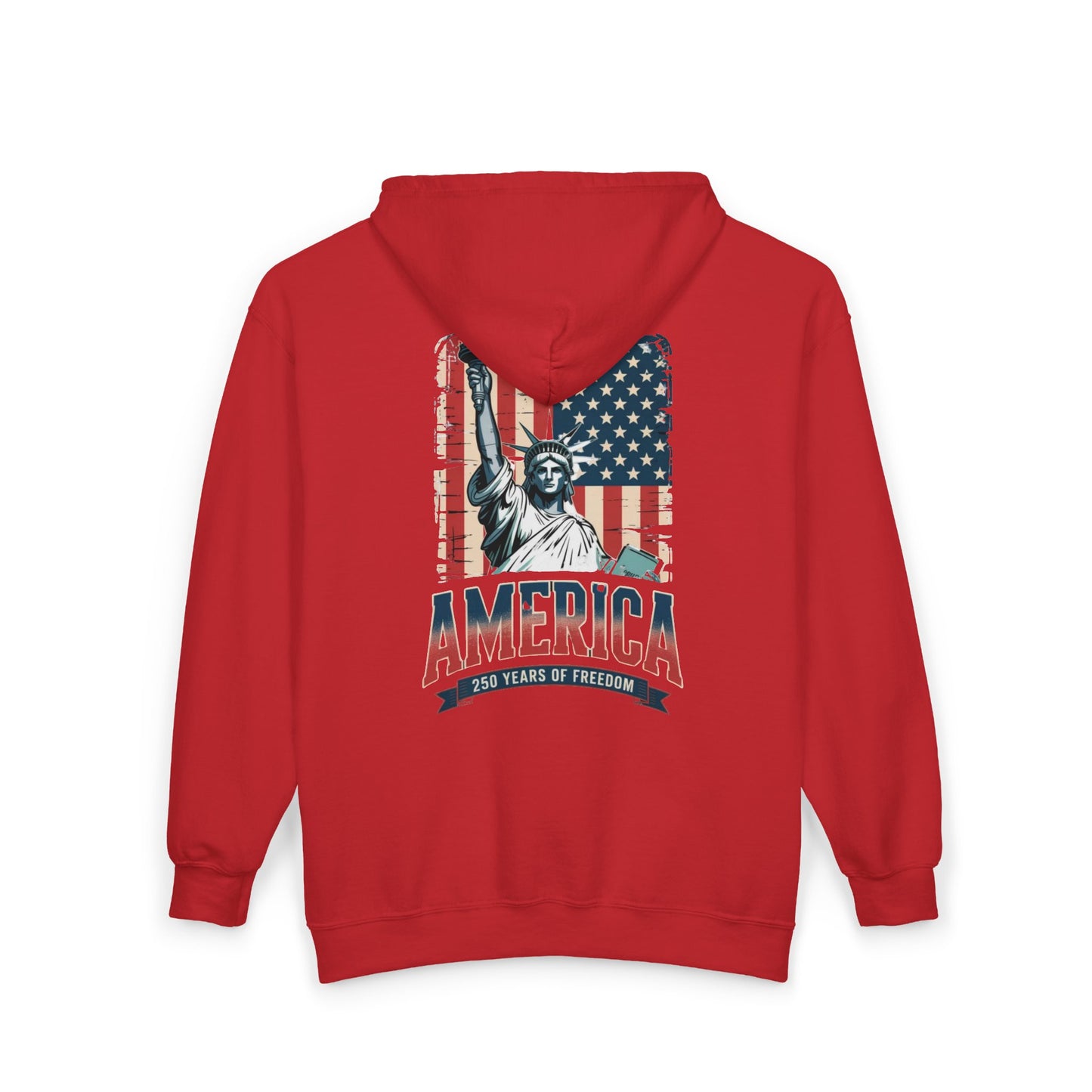 #250 Statue of Liberty American Flag 'America' Patriotic Independence Day Zip Hoodie