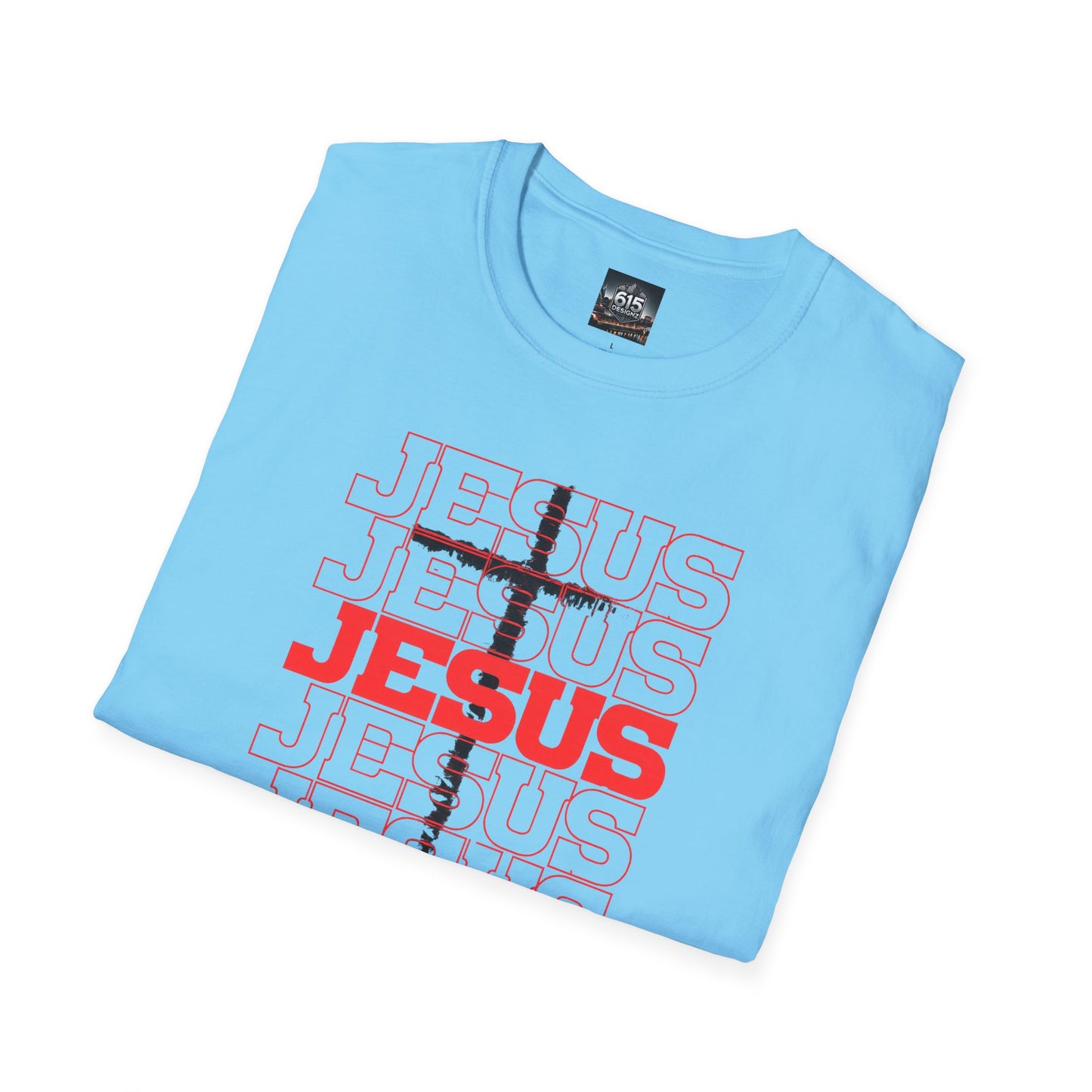 Jesus Cross Red Text Black Cross Graphic T-Shirt — Religious Faith Tee