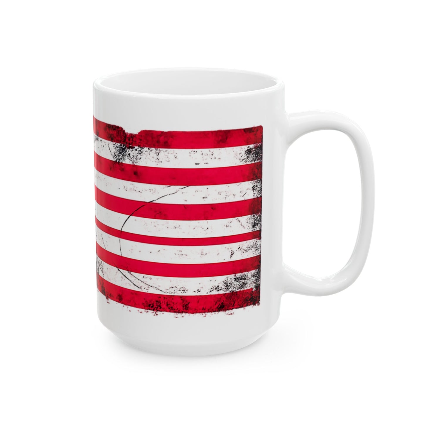 #250 Distressed American Flag Ceramic Mug — Patriotic (11oz, 15oz) Coffee Cup