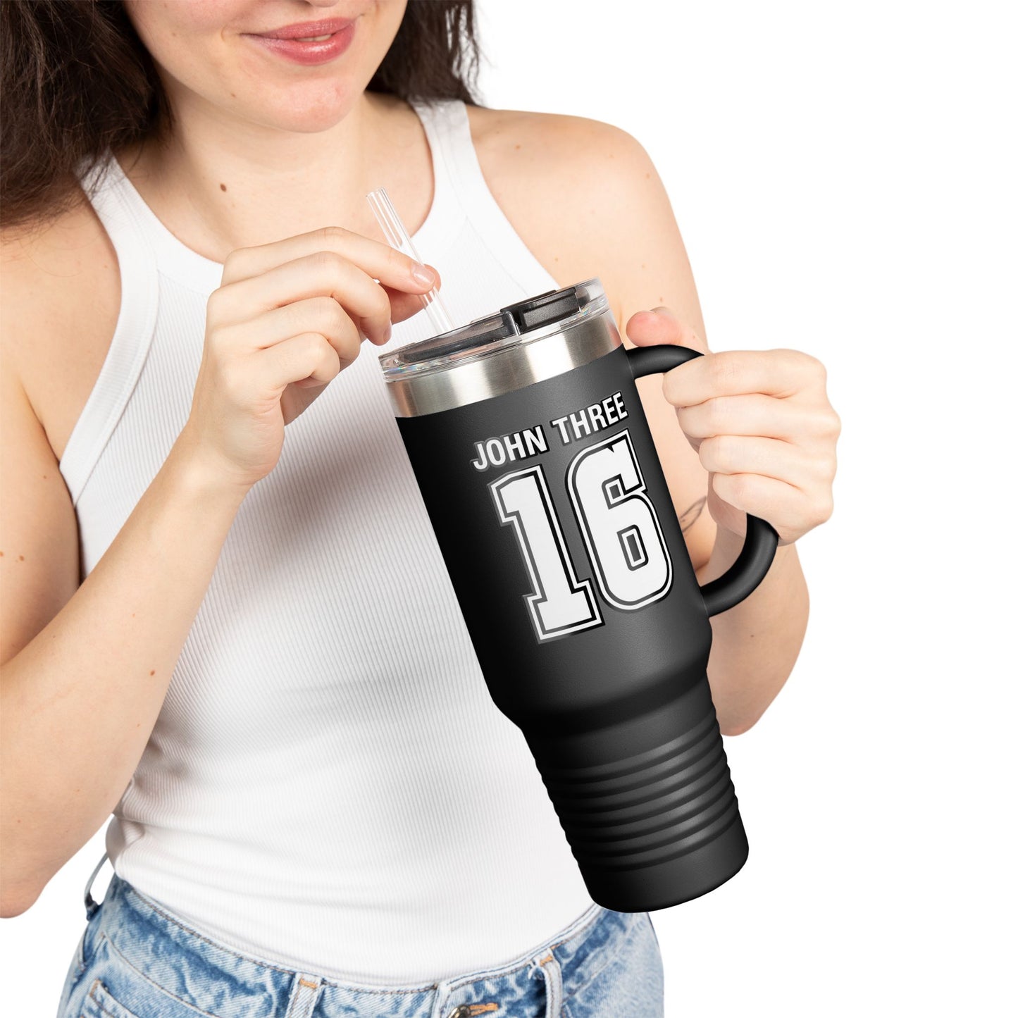John Three 16 40oz Insulated Travel Mug — Stainless Steel Tumbler, Leak‑Resistant Cold & Hot Cup for Travel