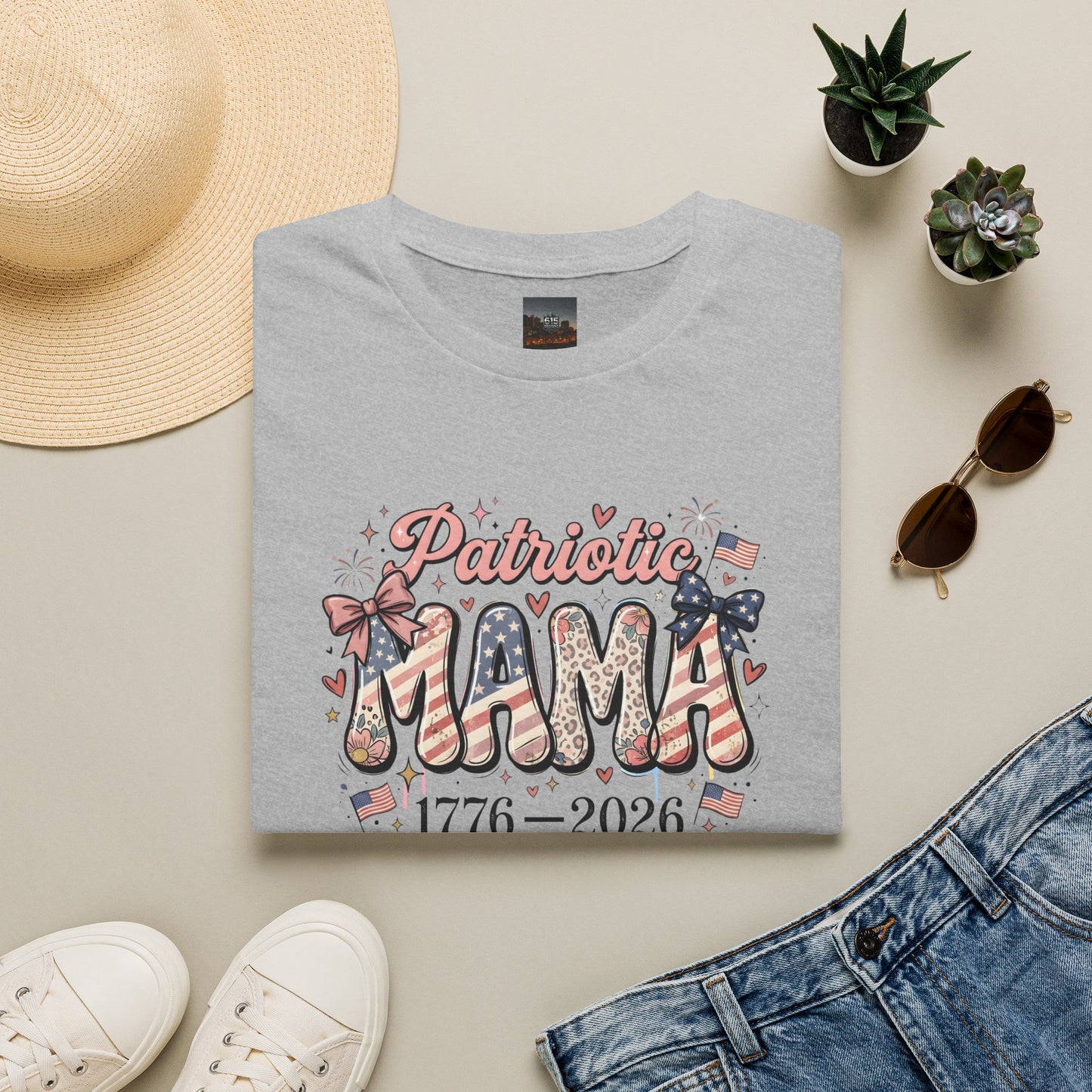 #250 Patriotic Mama 1776–2026 American Flag T-Shirt