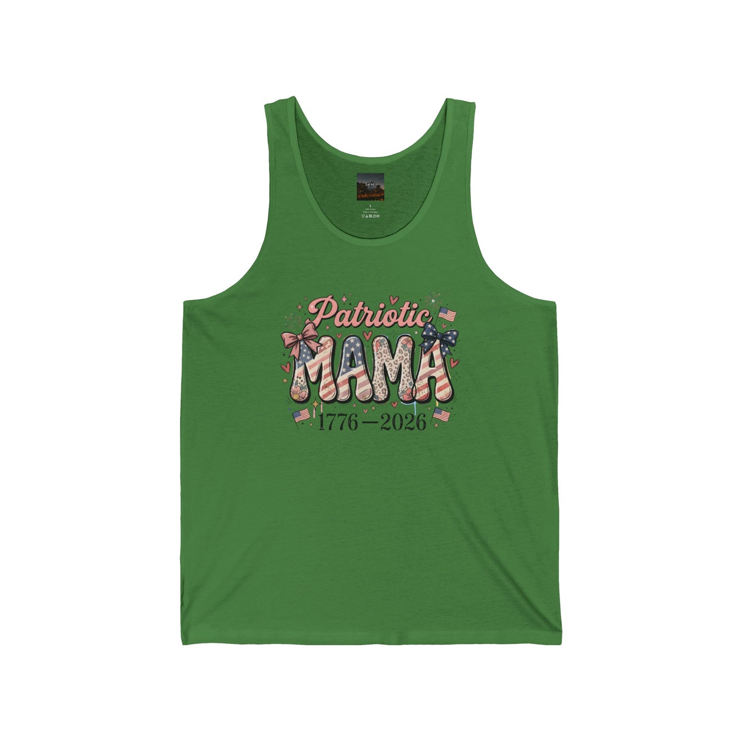 #250 Patriotic Mama 1776–2026 American Flag Tank Top
