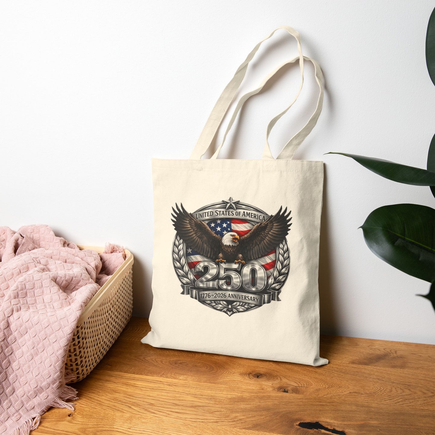 #250 Patriotic Bald Eagle 250 United States Emblem Canvas Tote