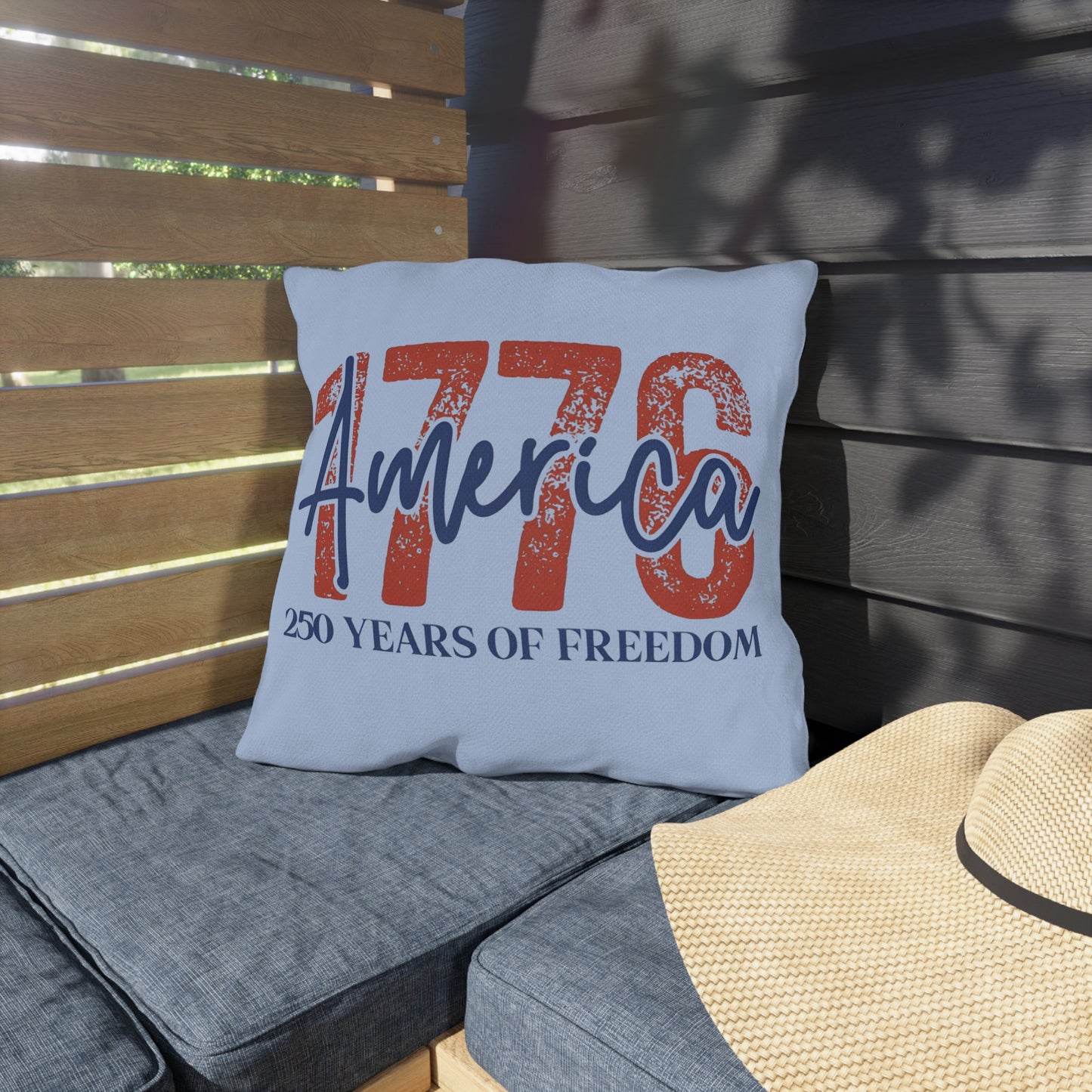 #250 1776 America: 250 Years of Freedom' Patriotic Independence Day Outdoor Throw Pillow