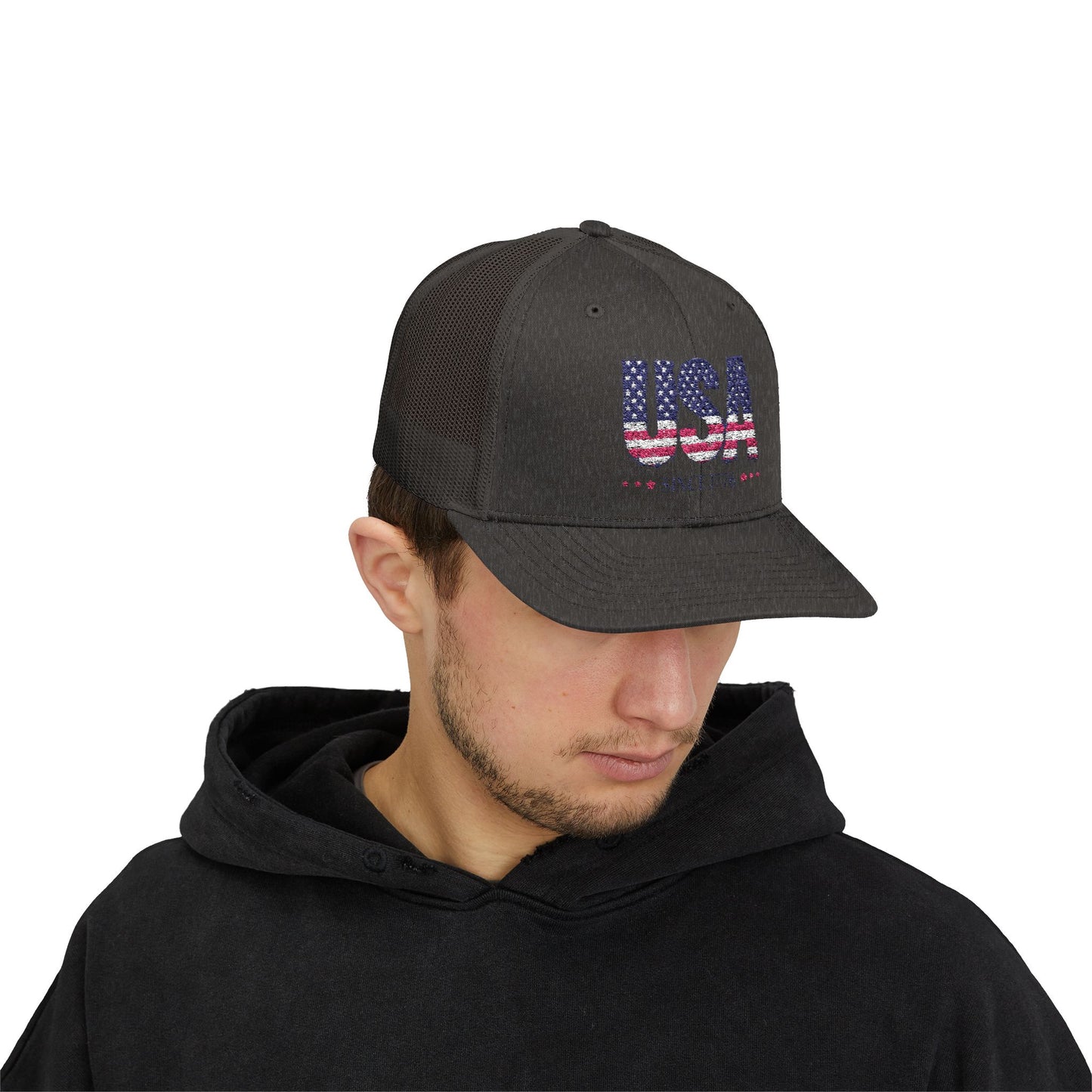 #250 USA Flag "USA Since 1776" Patriotic Snapback Trucker Cap