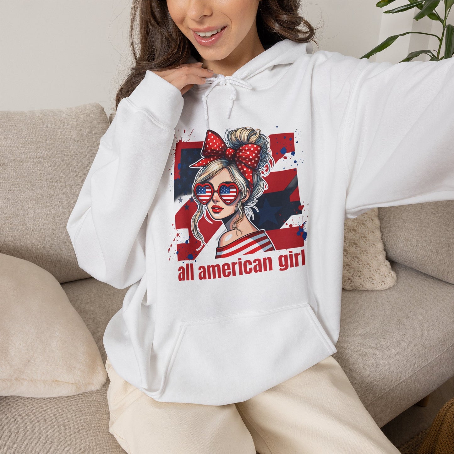 #250 All American Girl Patriotic Hoodie