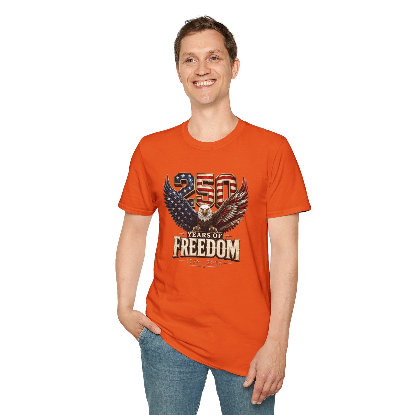#250 250 Years of Freedom Eagle Patriotic American Flag Anniversary (1776–2026) T-Shirt